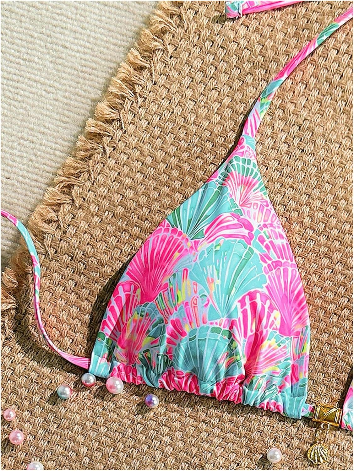 SOLY HUX Women's Bikini Top Halter Triangle Padded Swimsuit Top Only Swim Vacation Bathing Suit