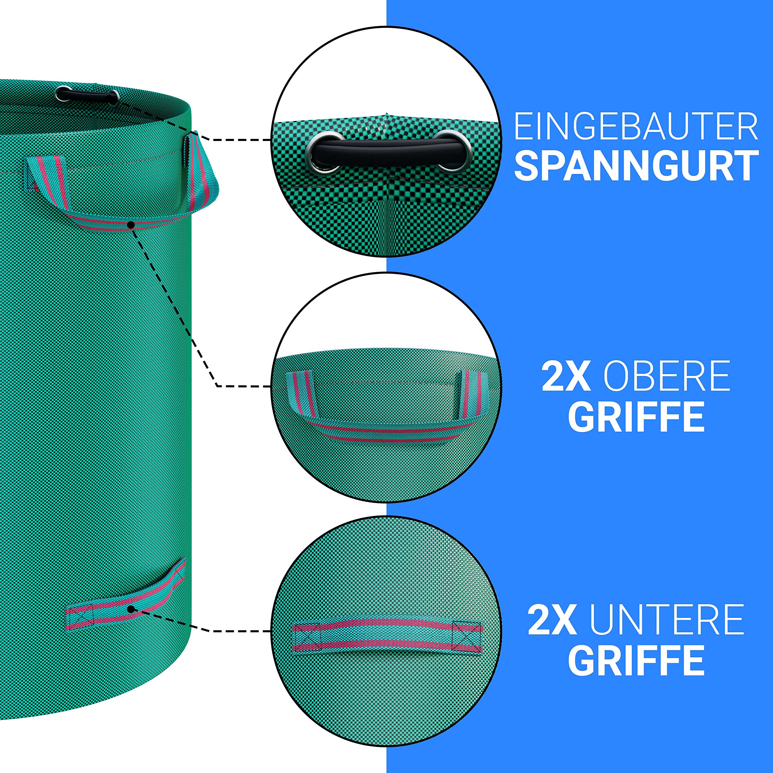 5X Gartenabfallsack Gartensack Laubsack Garten Abfallsack 272L selbststehend Gartenabfallsäcke Laubsäcke Wasserabweisend stabil aus robustem Polypropylen-Gewebe (PP) 150g/m² 390g