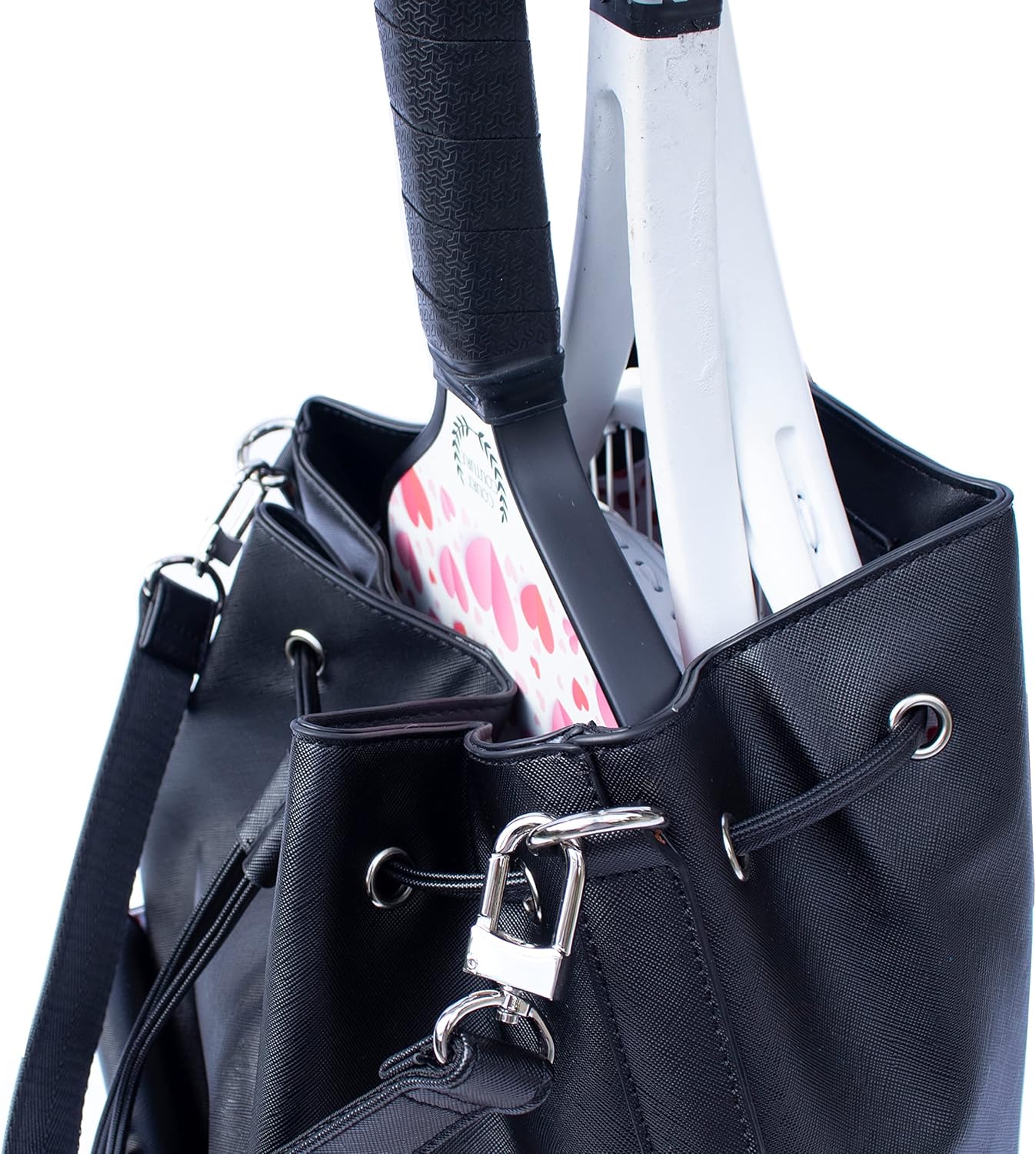 Court Couture Tennis/Pickleball Bucket Backpack- Shoulder Bag Combo, Noir