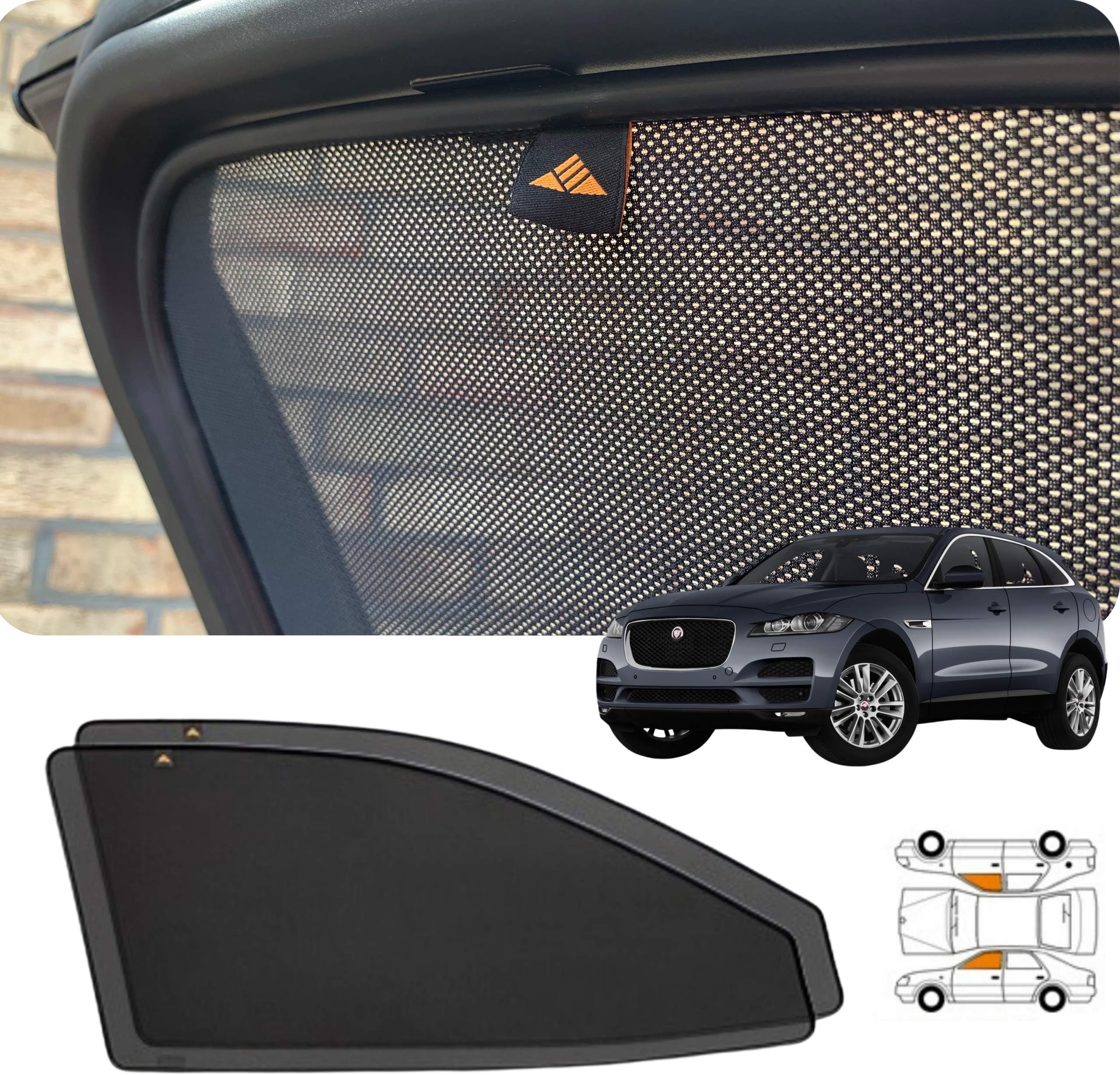 TROKOTJguar F Pace Models 2015 To 2019 Tailor Made Custom Fit Magnetic Car Privacy Shades TROKOT™ Front Side Windows UV Insects Protection Ventilation Tinting Alternative
