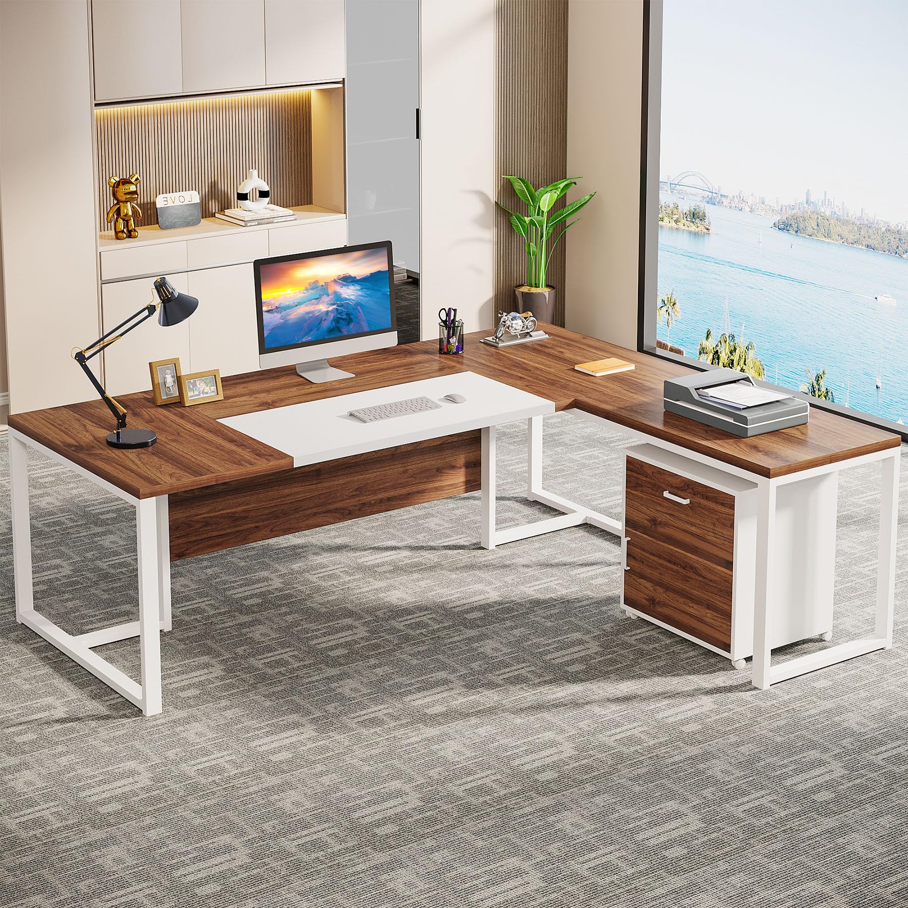 Amazon.com: Tribesigns 70.8-Inch Executive Desk with Mobile File