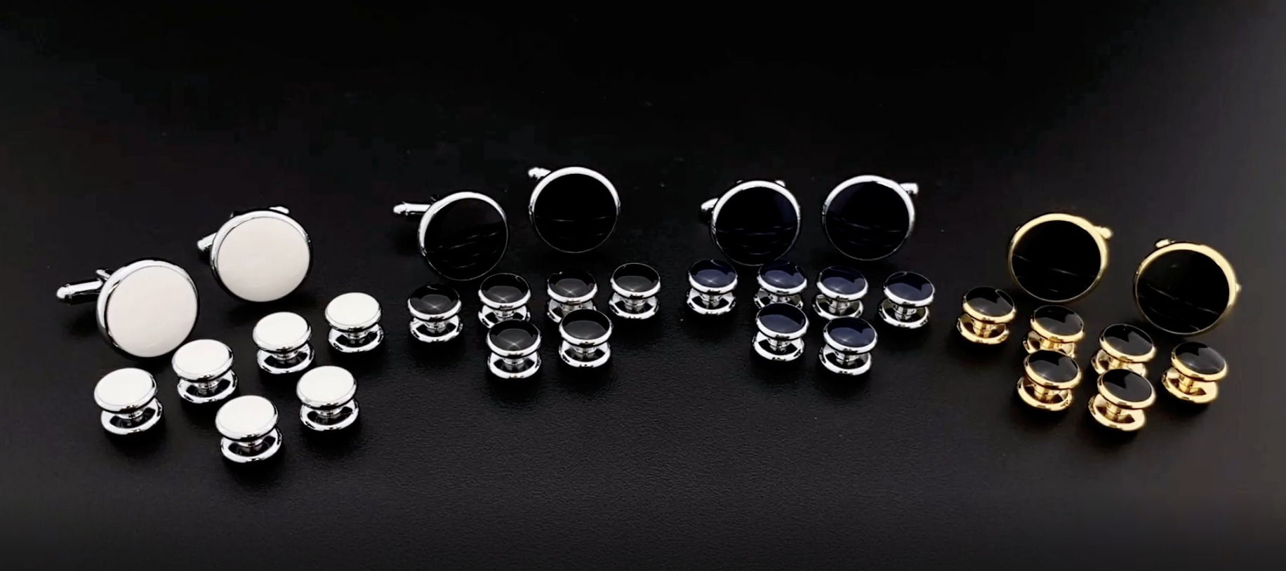 Set de Mancuernillas y Botones Redondos en 4 Colores para Camisa miniatura 7