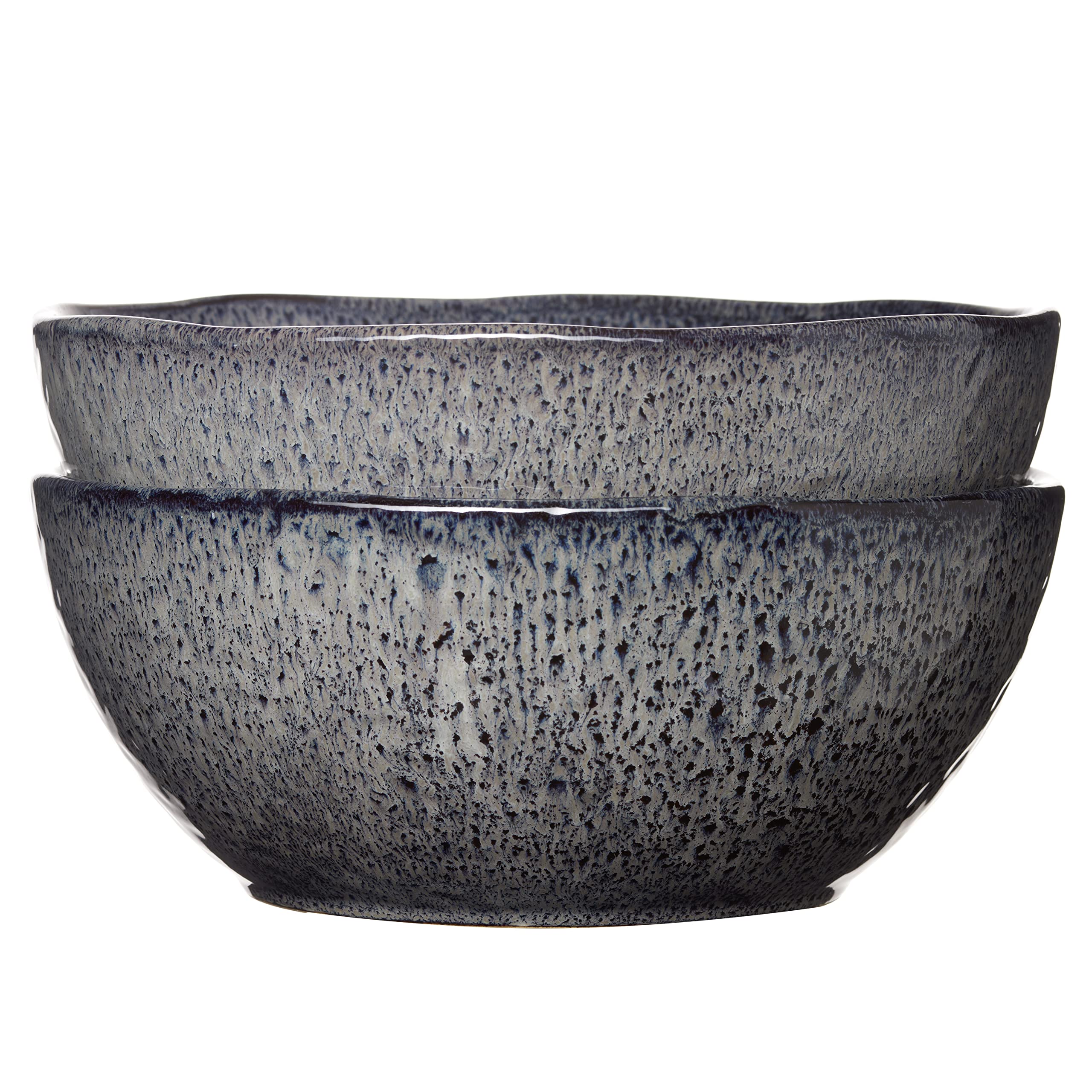 Leonardo Matera Keramik-Schalen, 2-er Set, spülmaschinengeeignete Salat-Schüsseln, 2 runde Schalen aus Steingut, grau, Ø 23,5 cm, 2600 ml, 018584