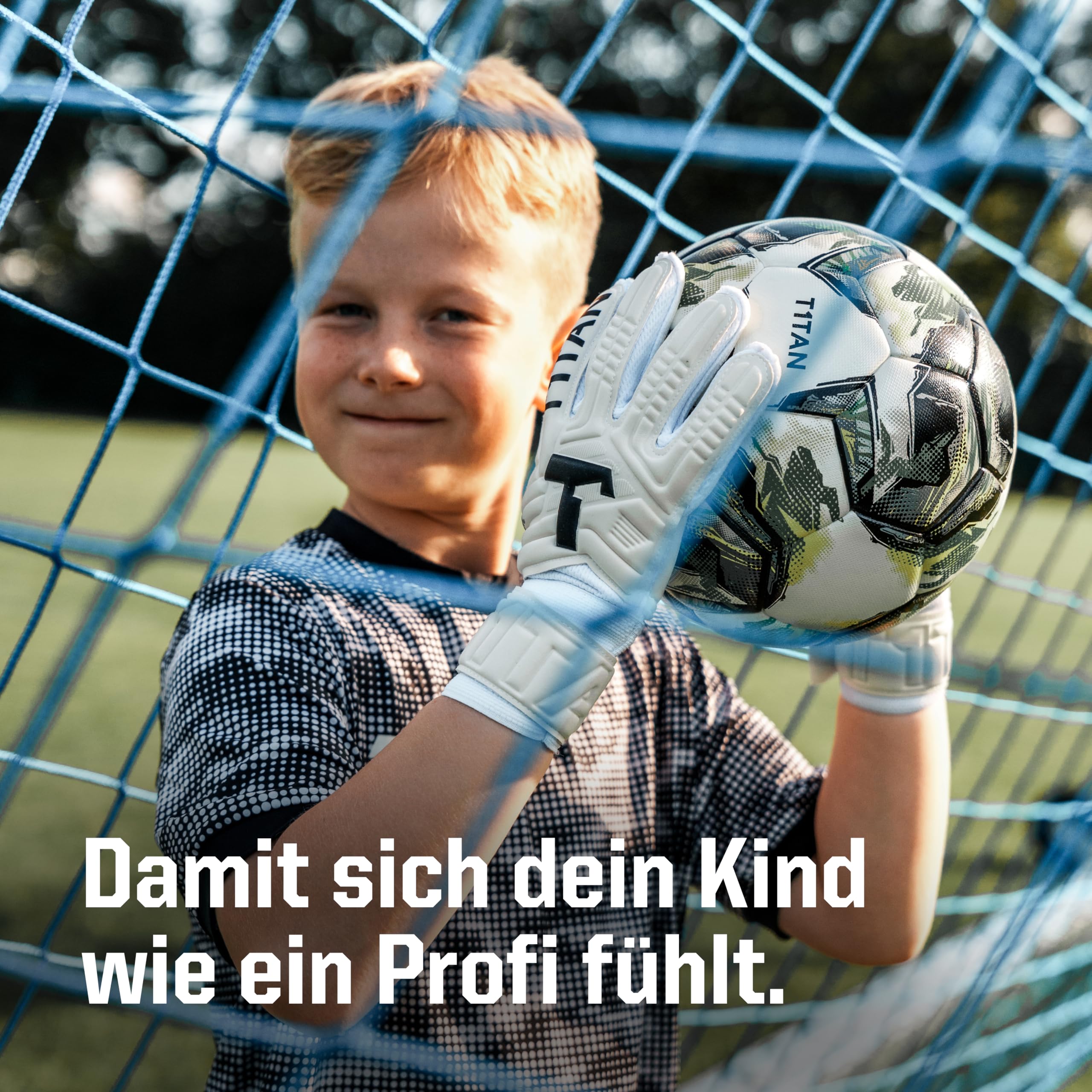 T1TAN Torwarthandschuhe Kinder Classic Junior, Größe 3-6, Tormannhandschuhe Jungen, Torhüterhandschuhe Mädchen, Fußball Torwart Handschuhe 3-10 Jahre, Kinder Torwarthandschuhe, Atmungsaktiv