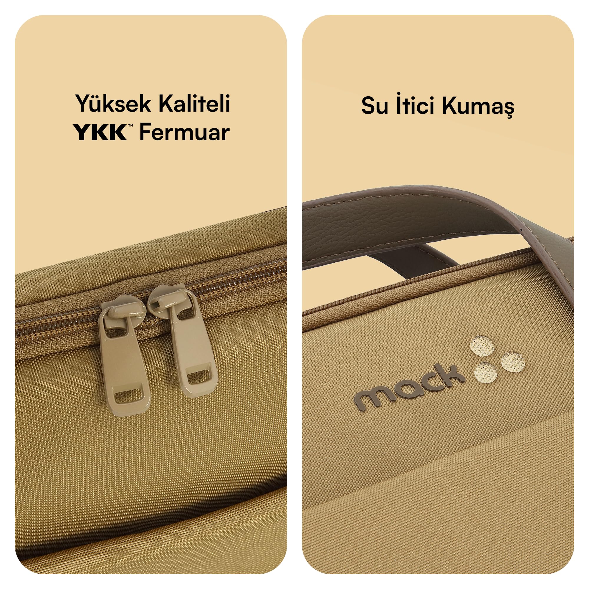 Mack MCE-1513 Nova Eco Çevre Dostu Laptop Çantası, 15.6 inç Bilgisayar Çantası, Kadın ve Erkek Notebook Çantası, YKK Fermuarlı Macbook Çantası, İş ve Evrak Çantası, Camel