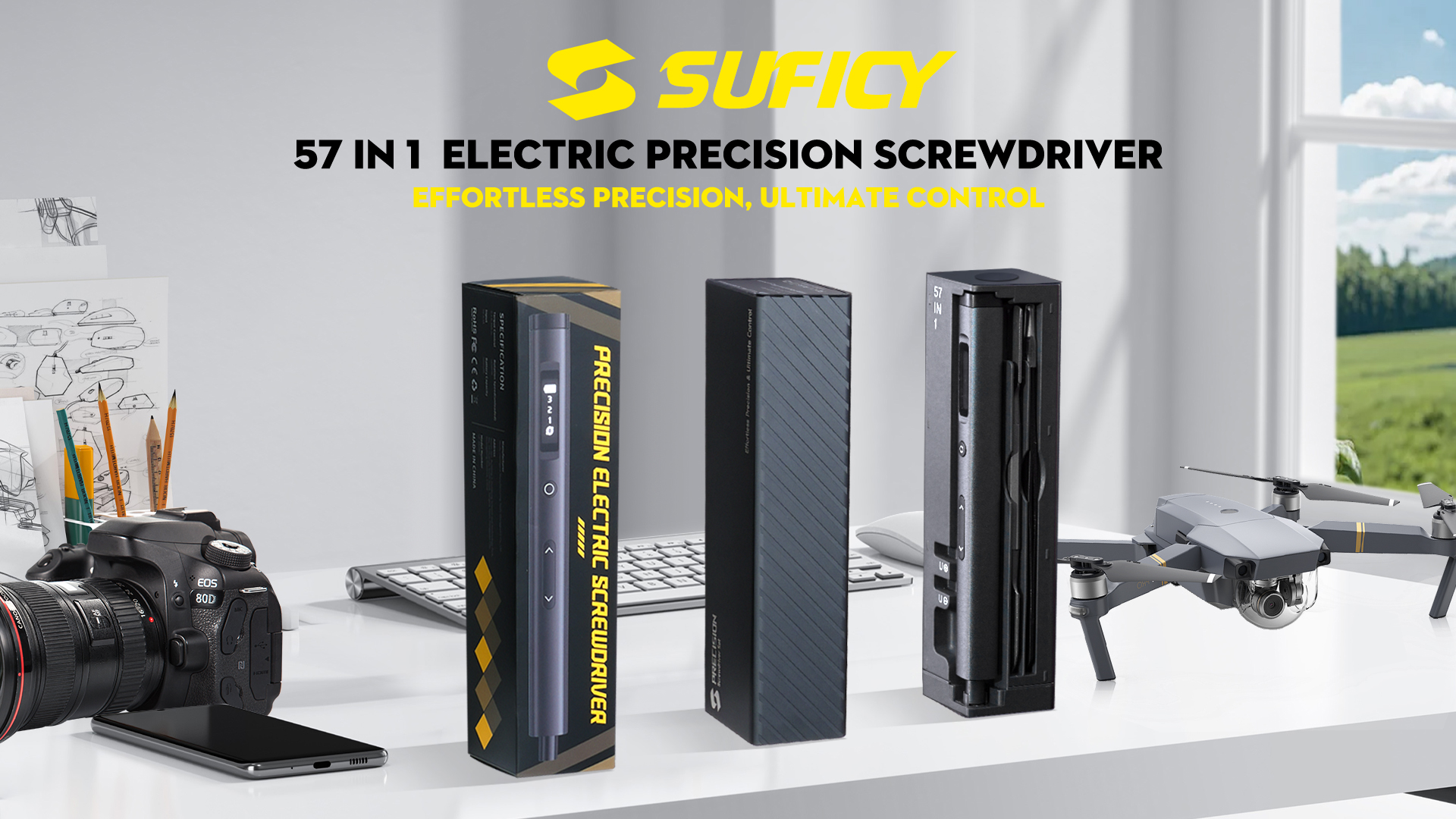 Amazon.com: SUFICY 3.7V Mini Electric Screwdriver, 57-in-1