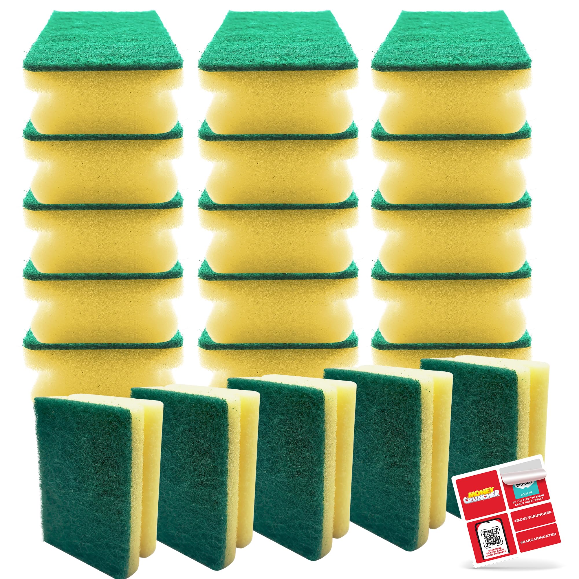 SOL 20pk Finger Grip Scourers, Heavy Duty Kitchen Sponges Washing Up Scourer, Non-Scratch Design, Ergonomic Grip for Comfortable Cleaning, Perfect for Pots, Pans, Dishes, and Household Surfaces