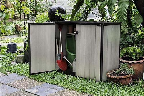 Miniatura 5 de Keter Patio Store - Cobertizo de almacenamiento para exteriores de resina, mide 4.6 x 2.5 pies, con paredes pintables y perforables para