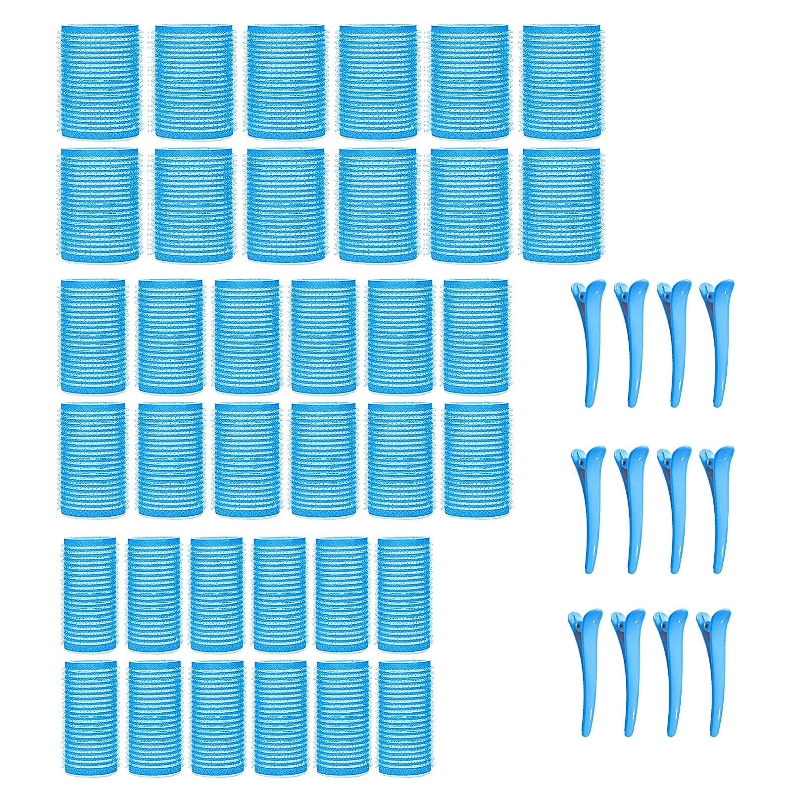 KEYRI 48PCS Hair Rollers Set Hair Rollers with Clips Self Grip Jumbo Hair Roller No Heat Heatless Hair Roller for Long Medium Short Hair Styling Hairs Salon Hairdressing Curlers (Blue