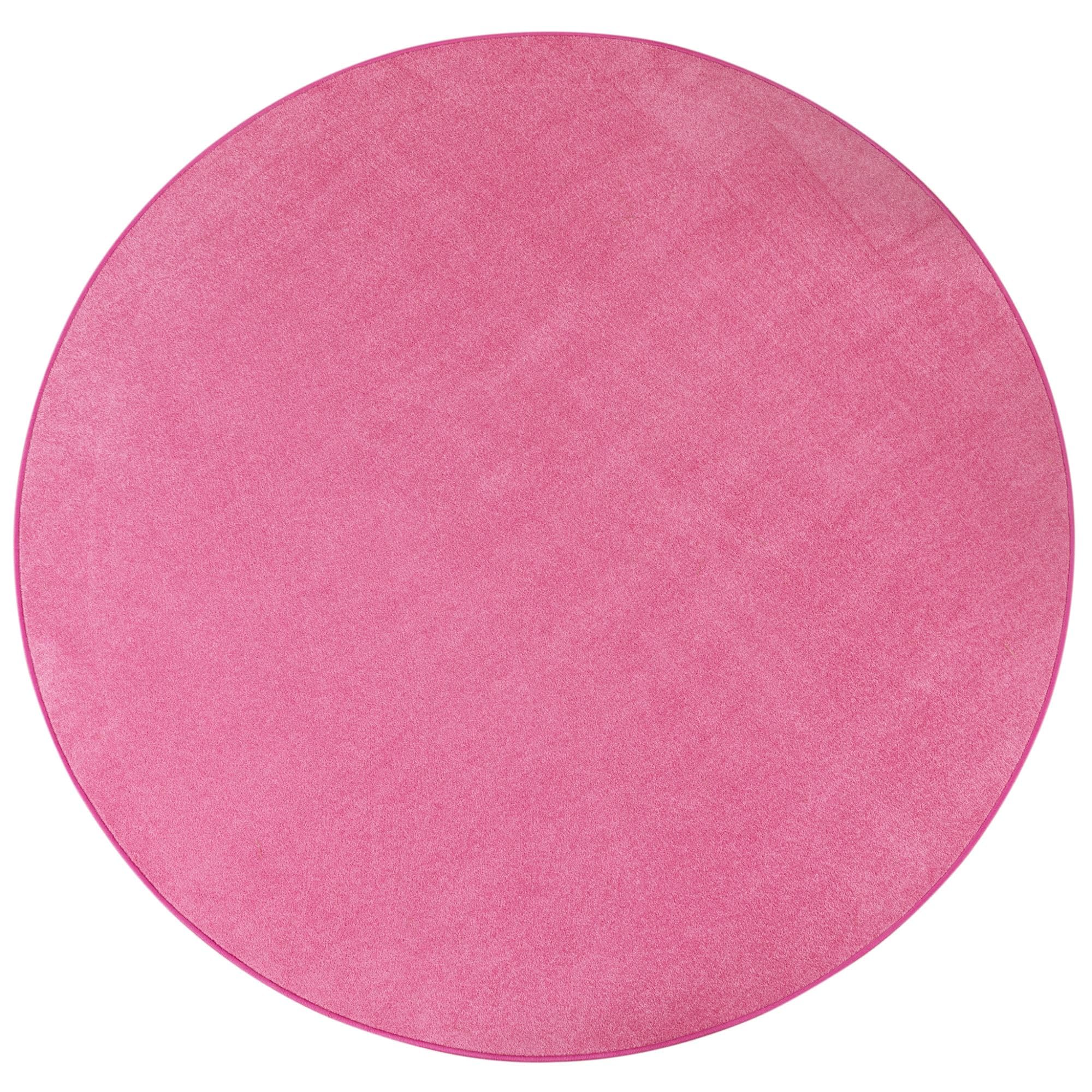 Steffensmeier Kurzflor Teppich Ibiza - Rund | Rund | Wohnzimmerteppich | modern | strapazierfähig und pflegeleicht | Pink | Größe: Ø 80 cm