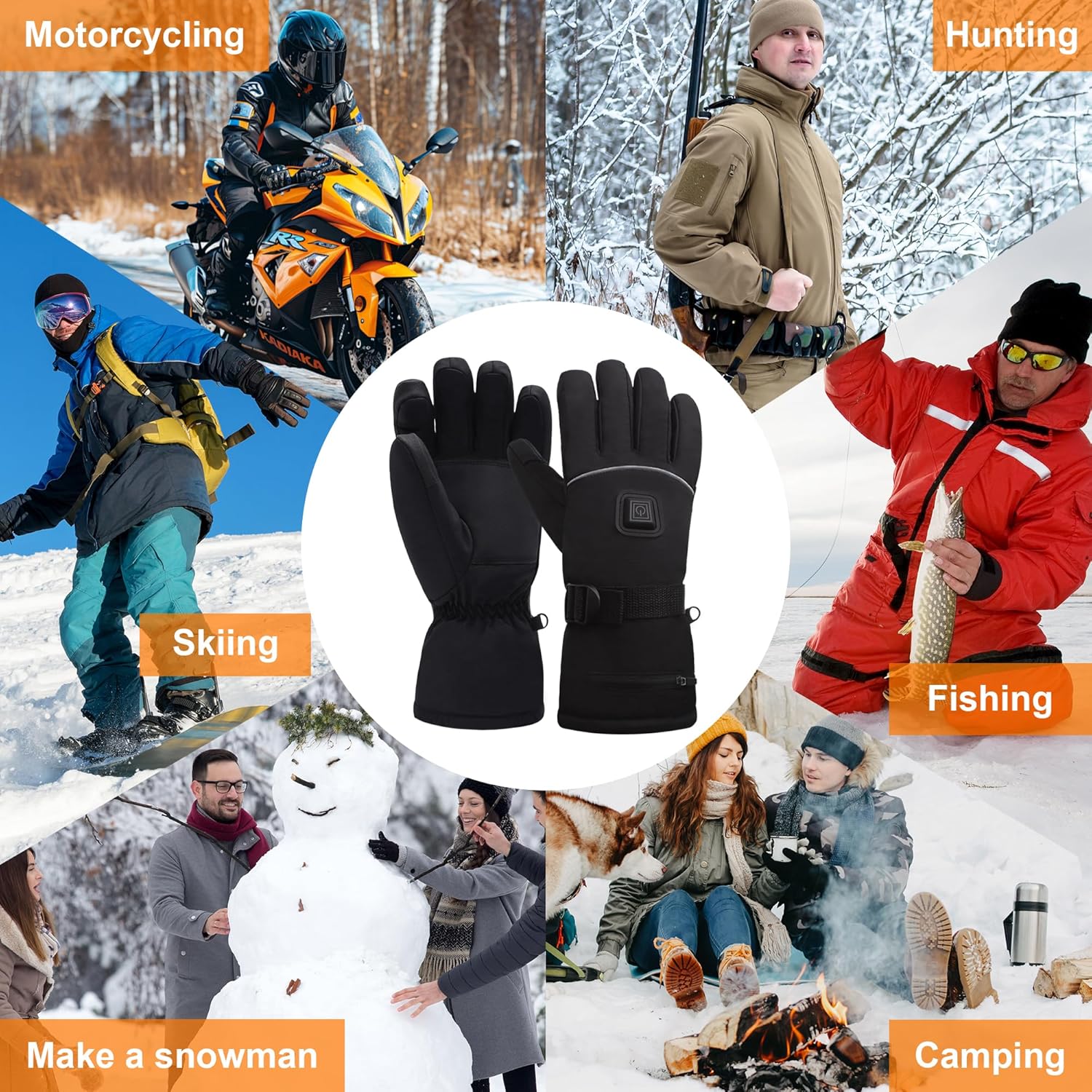 Rechargeable Heated Gloves for Men Women, 7.4V Electric Battery Waterproof Touchscreen, Hand Warmers Portable Heating Thermal Ski Gloves for Fishing Snowboarding Motorcycle - Image 7