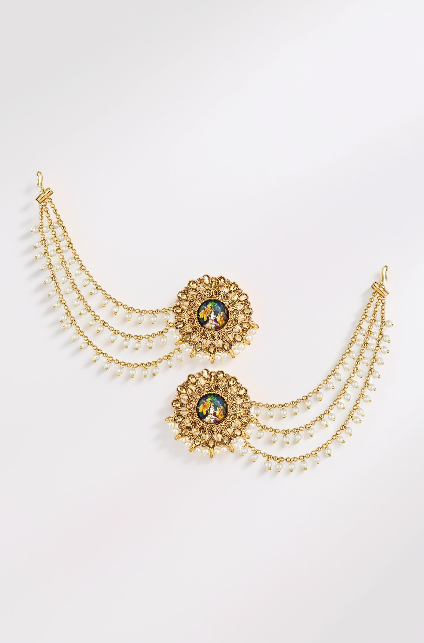 The Luxor Traditional Golden Non-Precious Metal Gold Plated and Pearl Earrings for Women and Girls