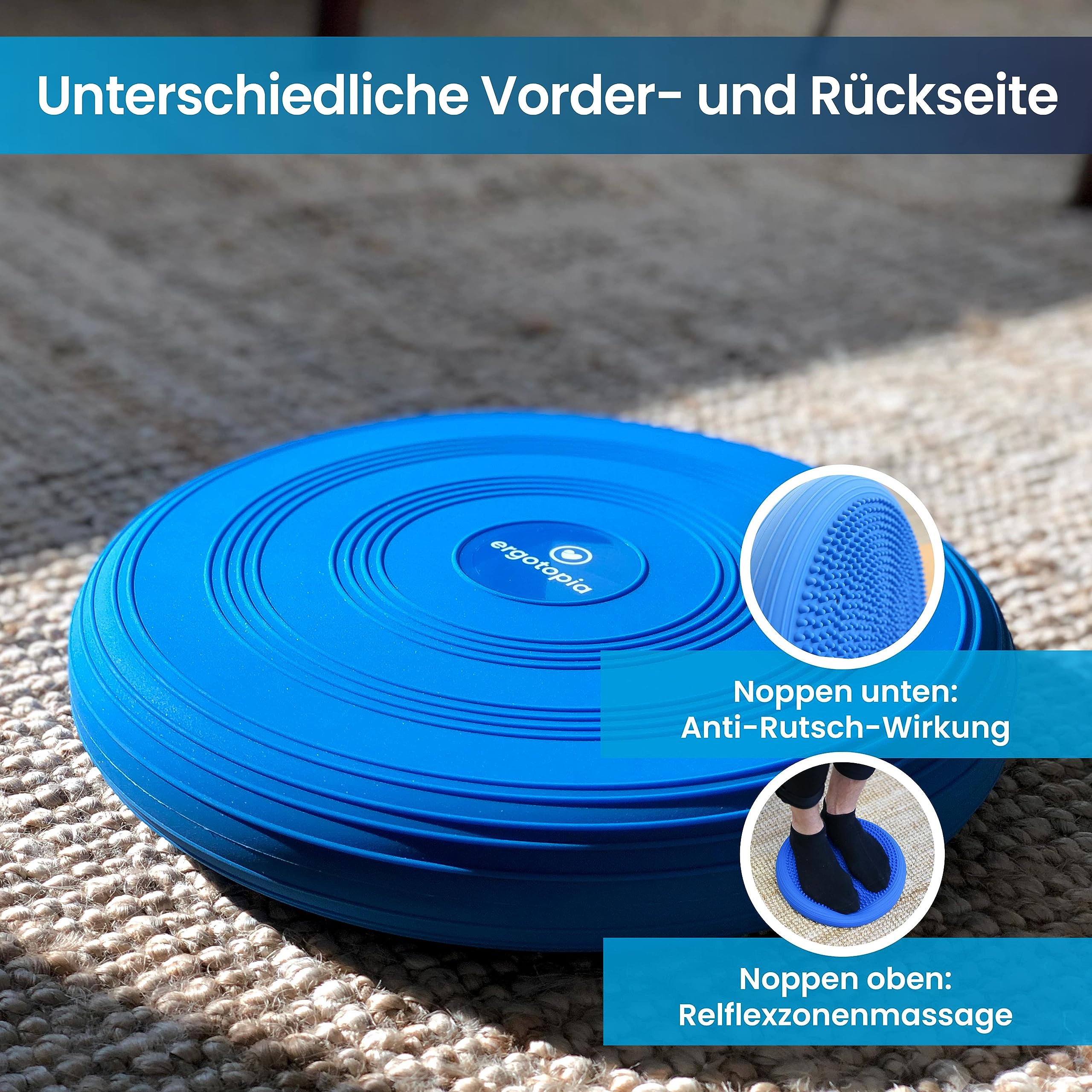 Ergotopia Balancekissen inkl. Luftpumpe - Orthopädisches Sitzkissen, Gymnastik & Gleichgewichtstraining, Noppenkissen für Stuhl & Physiotherapie