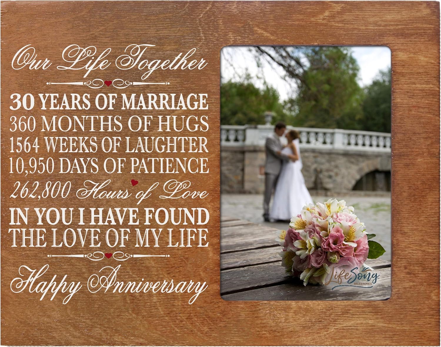 LifeSong Milestones 30th Year Wedding for Couple 30th Frame Holds 1 4x6 Photo 8" H X 10" W (Black)
