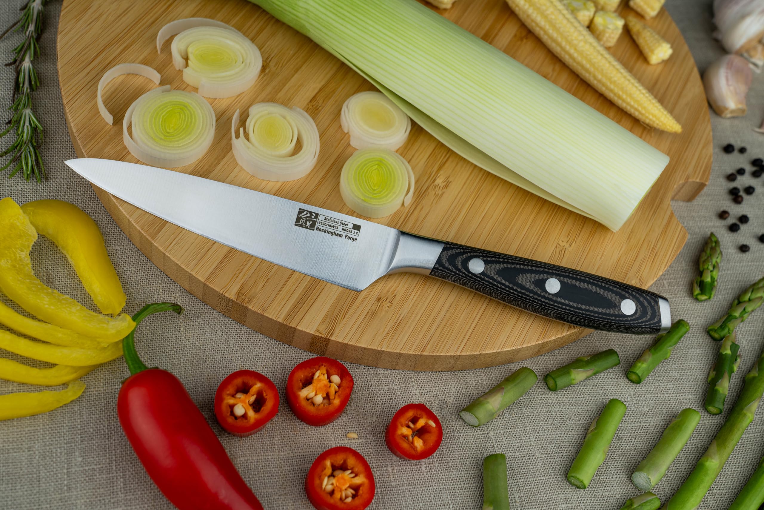 Rockingham Forge 9100 Series Coltello Multiuso, Lama in Acciaio Inox, Manico in micarta, 12,7 cm