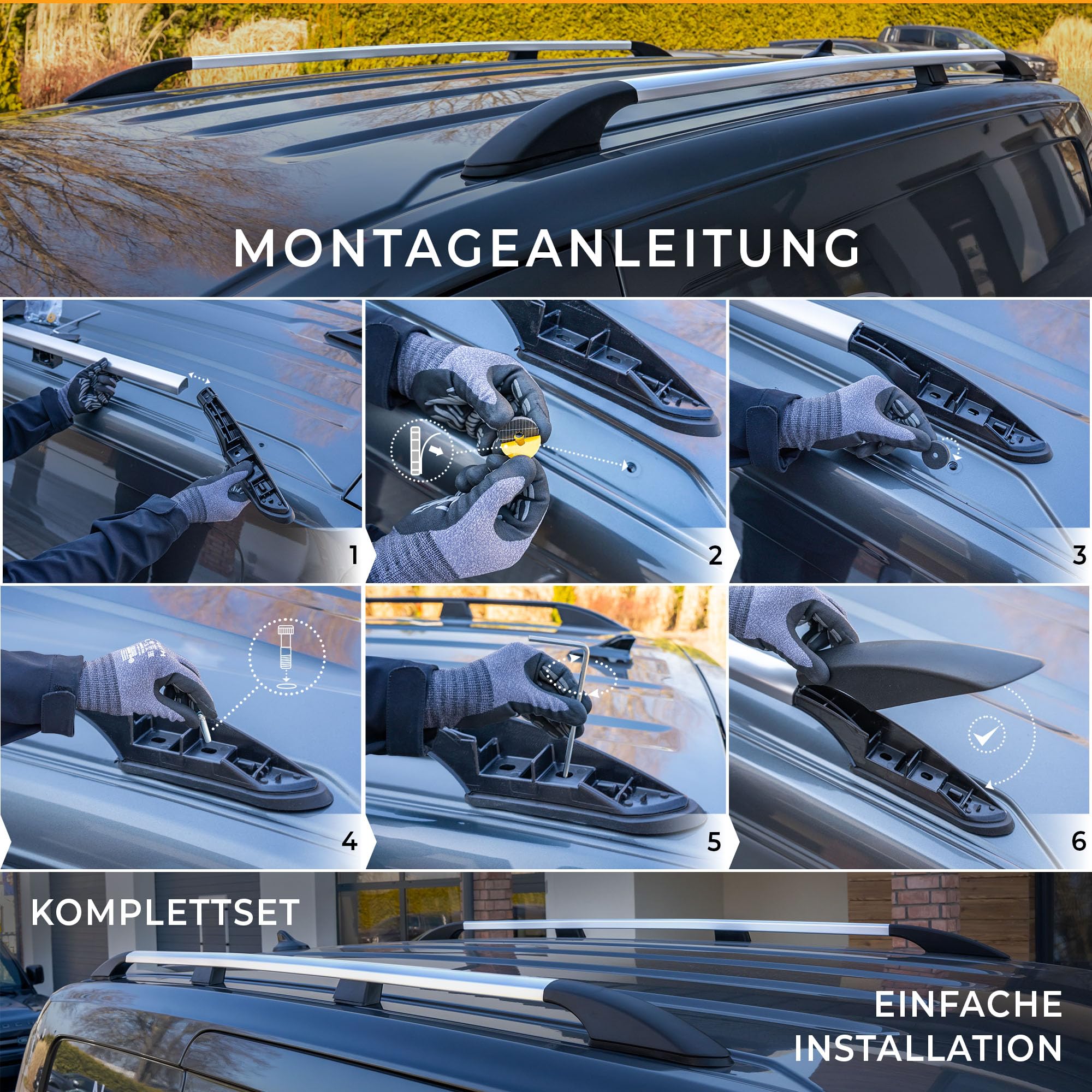 CHROMEMASTER | Dachrelinge Dachträger Kompatibel mit VW Transporter T5 L1 KURZ 2003-2015; Geeignet zur Montage von Dachträgern, Dachboxen und Fahrradträgern | Einfache und Schnelle Montage