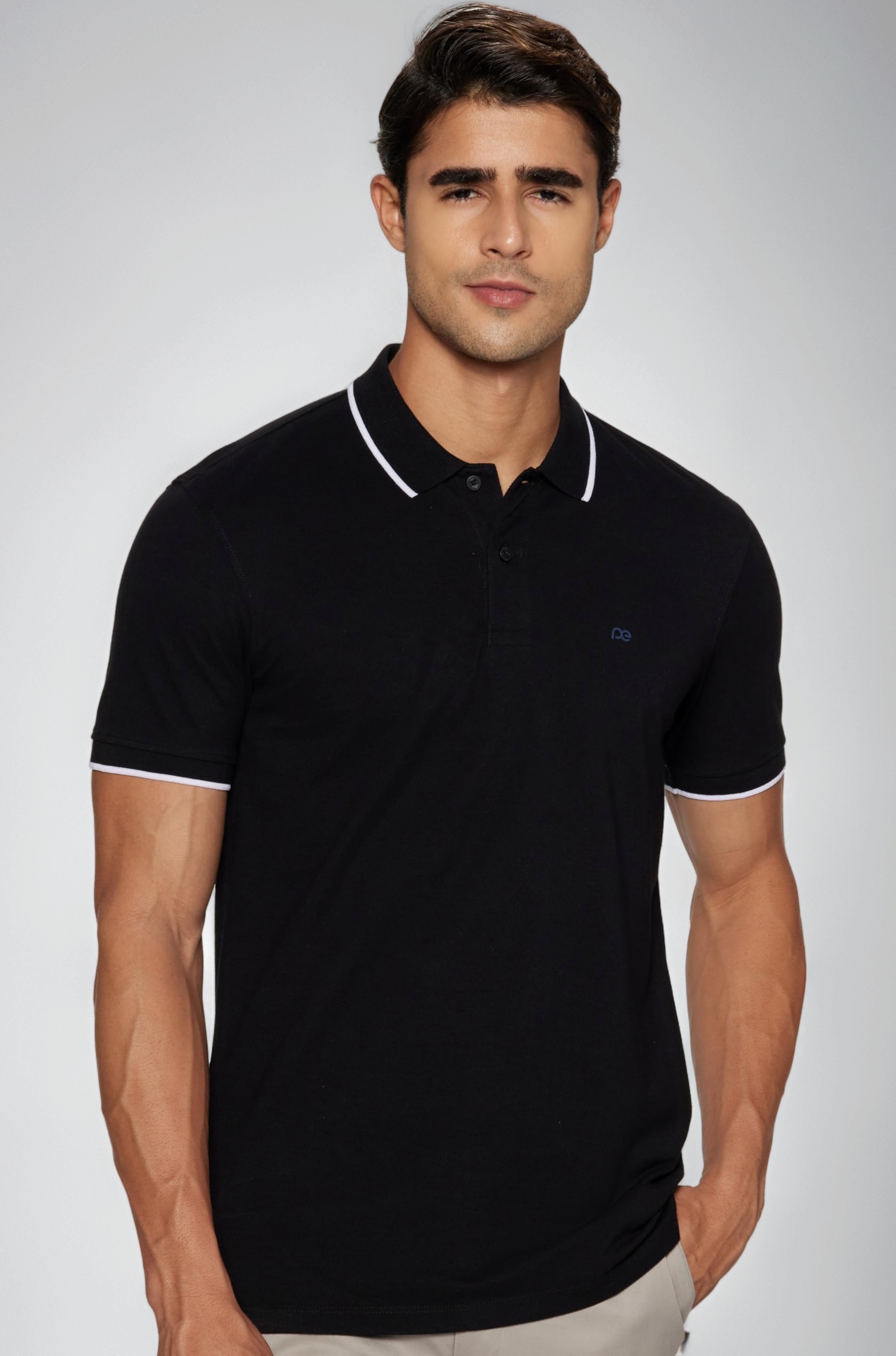 Men's Snug Fit Solid Polo T-Shirt with Coloured Collar Tipping| Cotton Rich| Premium Pique Weave