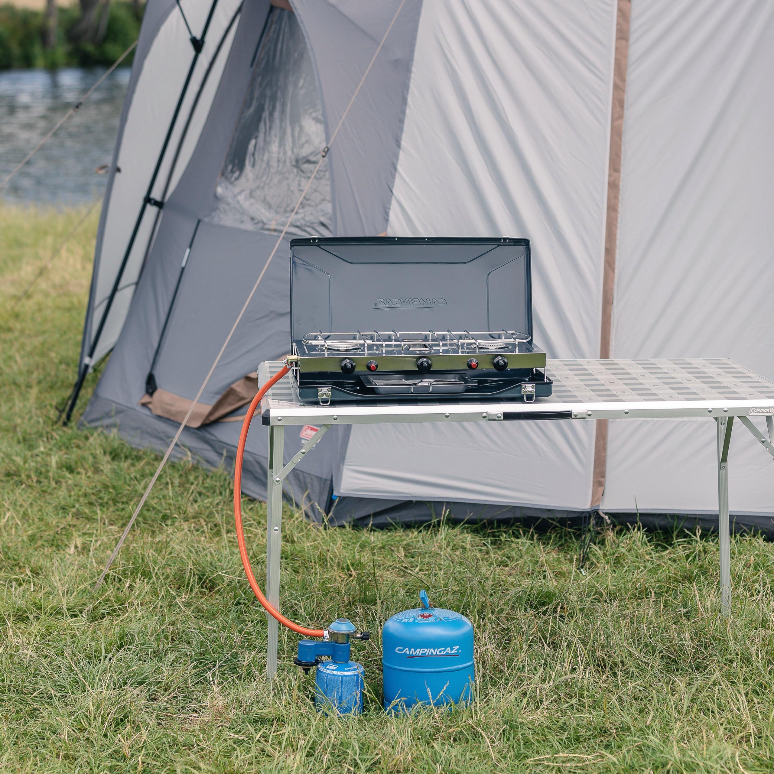 Campingaz Doppia connessione con regolatore di pressione gas per stufe Twin Connection EasyClic CV 300 CV 470 Plus R904 R907