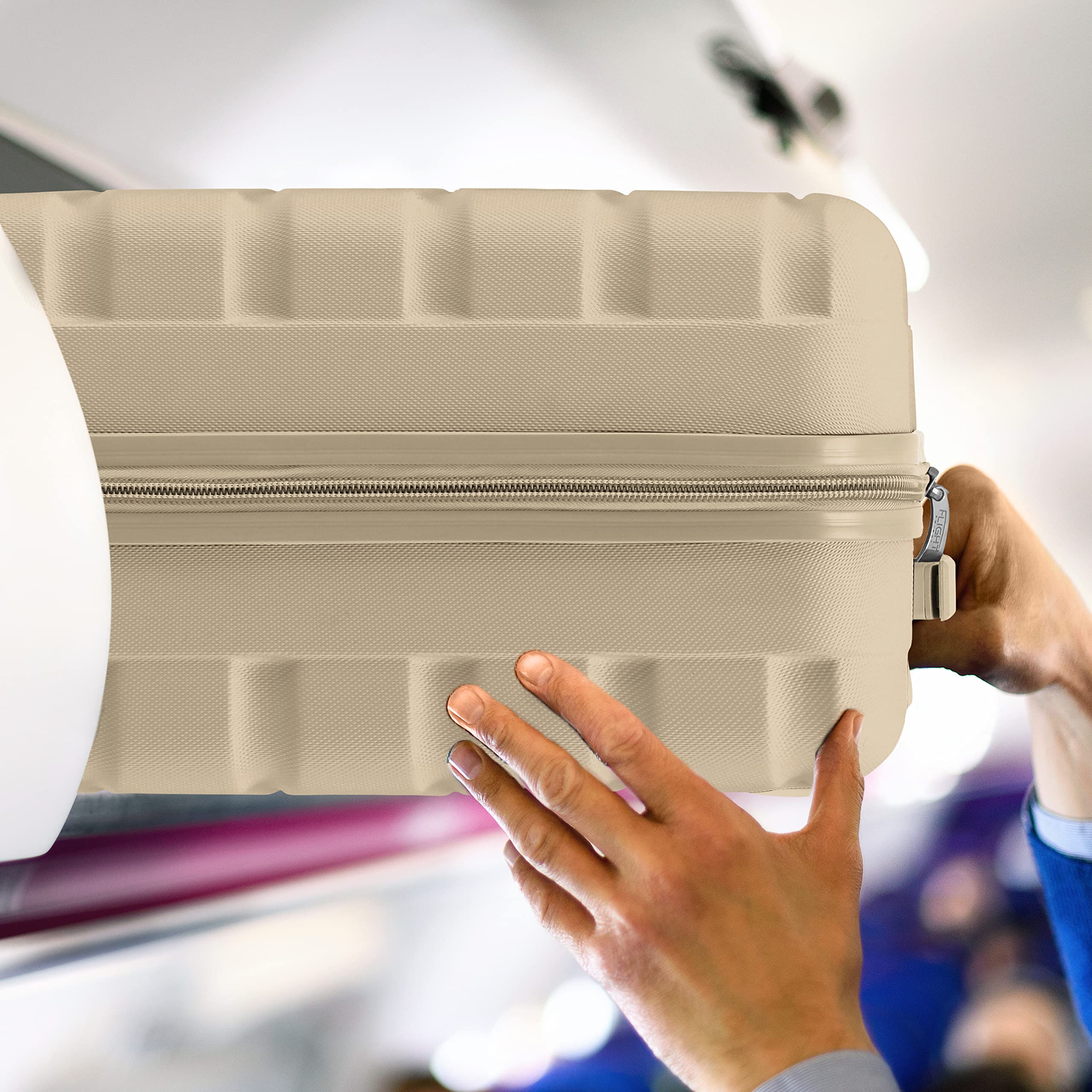 Flight Knight 56x45x25 EasyJet Cabin Bag, Jet2, British Airways Suitcase - Lightweight Small Durable 4-Wheel Cabin Case, Maximum Carry-On Size, ABS Hard Shell, 10kg Hand Luggage Bag- 56 x 45 x 25