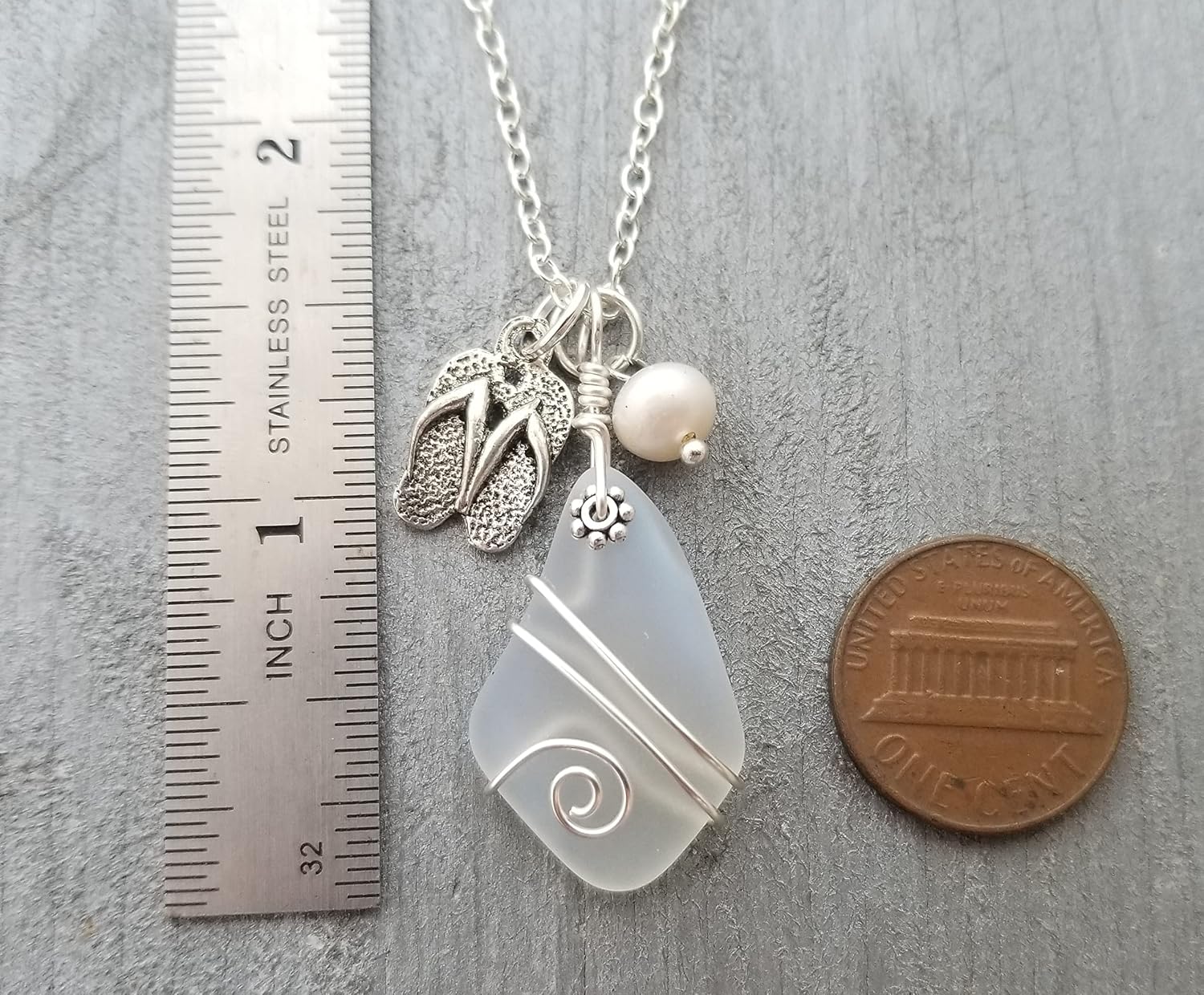 Sea Glass Necklace, Hawaiian Jewelry For Women, Wire Wrapped Sea Glass Necklace, Unique Birthday Gift