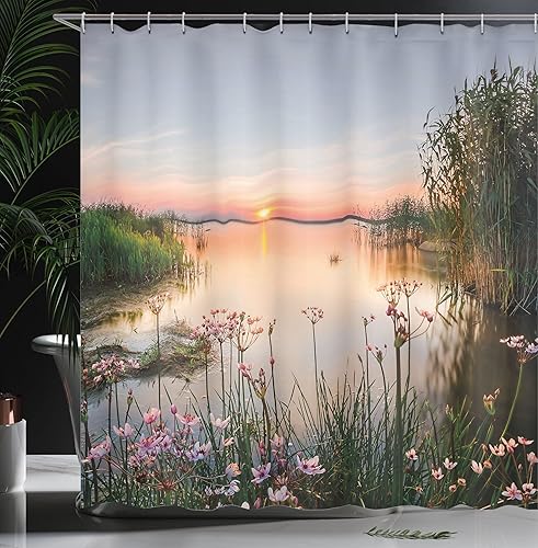 Vista 131 de Ambesonne, cortina de ducha cuatro estaciones