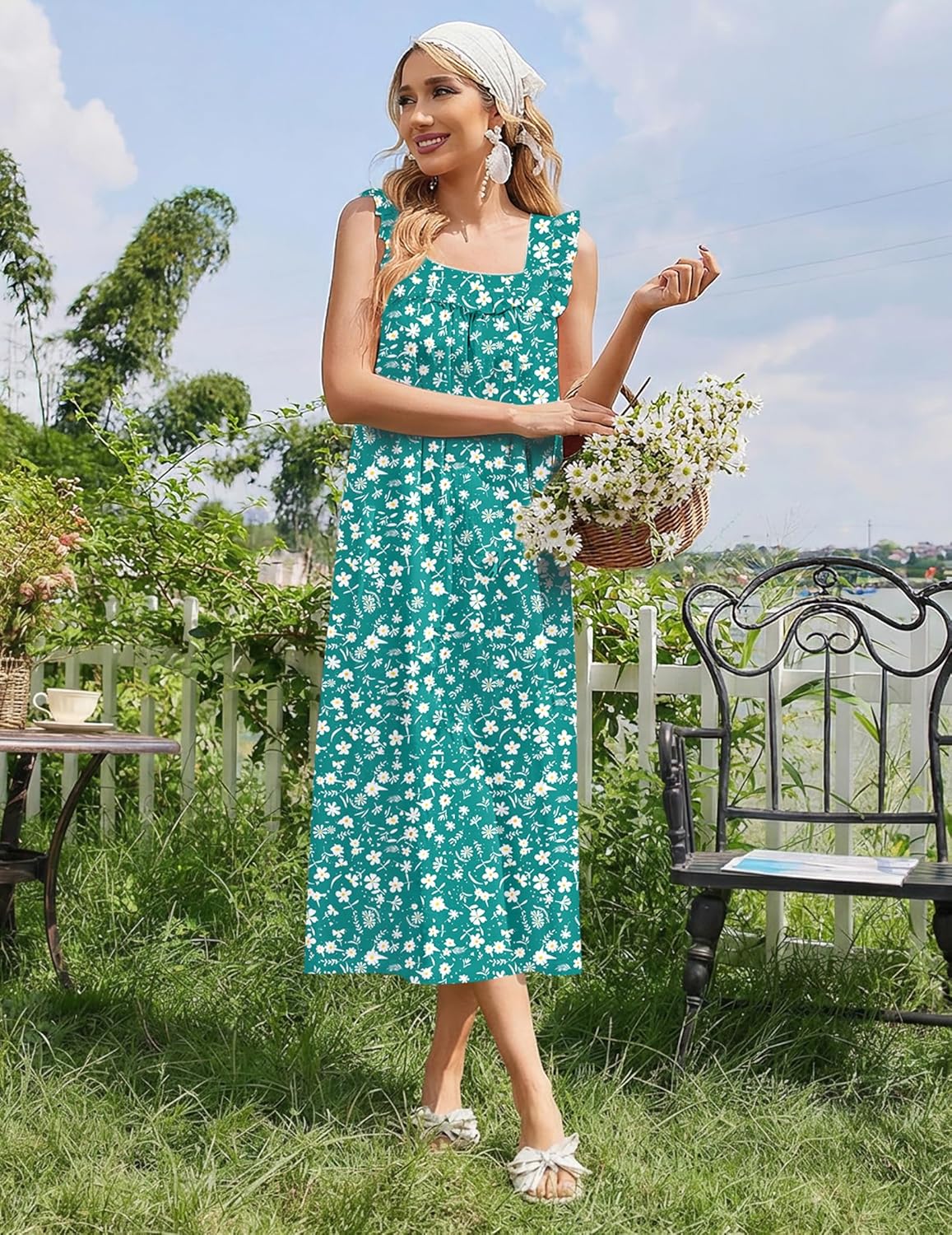 Ekouaer Cotton Nightgowns for Women Long Sleeveless Night Gown Victorian Sleep dress Soft Night Dress Ladies Sleepwear - Image 6