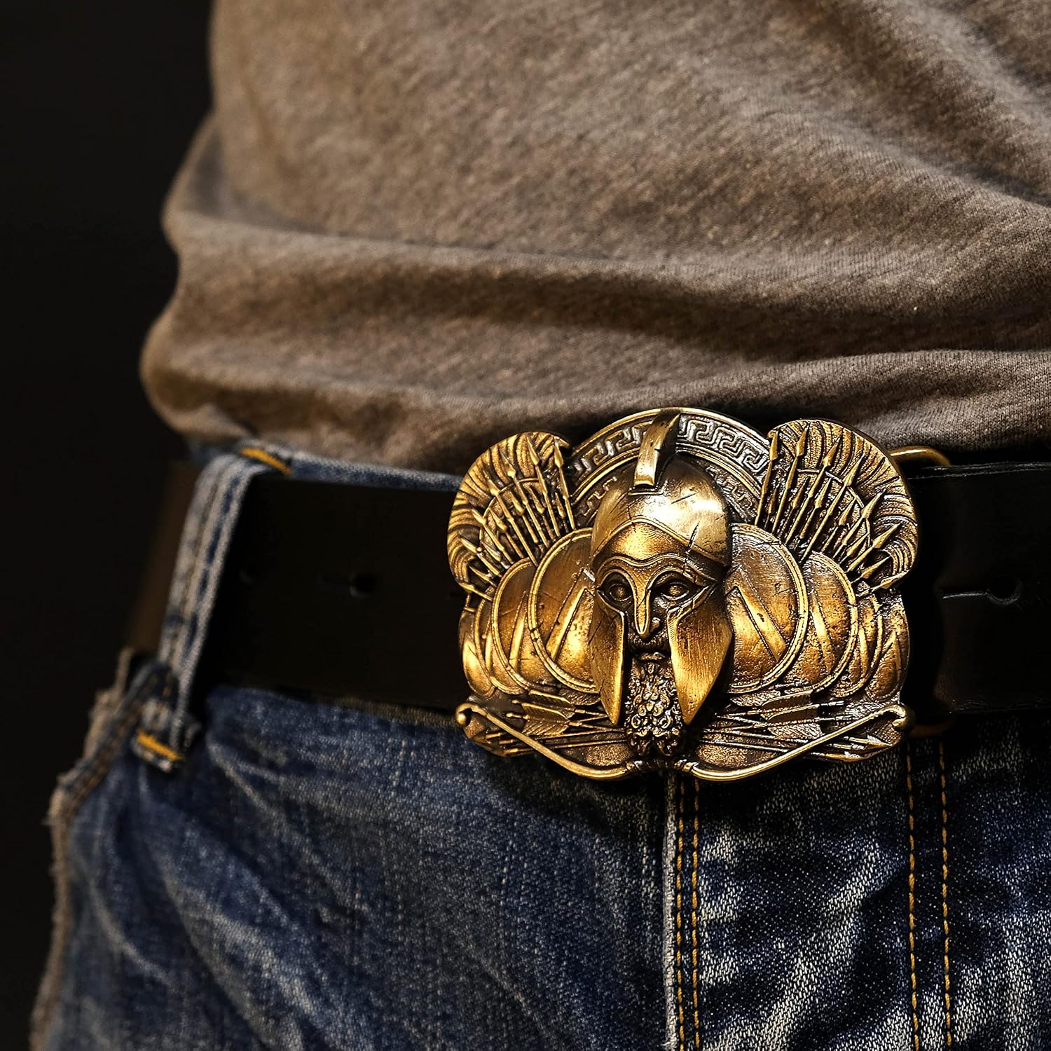 Belt buckle Spartan, King Leonidas ancient Greece warrior solid brass belt buckle