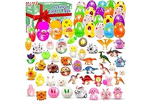 RICCLE 60 PCS Prefilled Easter Eggs With Toys Inside
