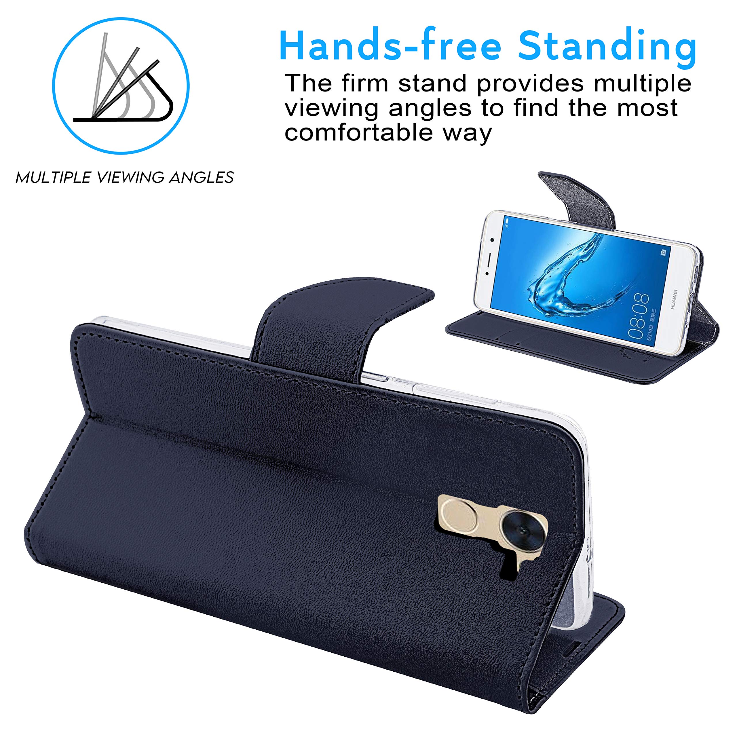 N NEWTOP Cover Compatibile per Huawei P40 Lite, HQ Lateral Custodia Libro Flip Chiusura Magnetica Portafoglio Simil Pelle Stand (Nera