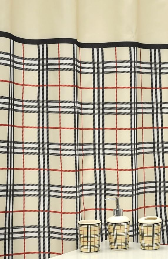 Famous Home Fashions Stylish Plaid Red Bath Accessory Set