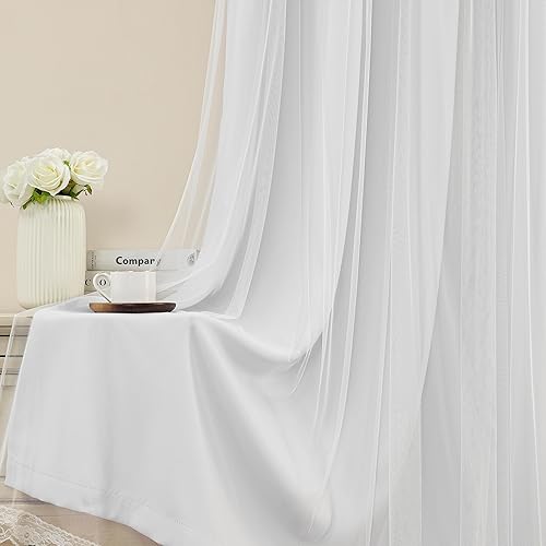 Miniatura 8 de naturetalk Cortinas opacas del 90% al 95% con transparente aplastado, juego de 2 paneles de cortina parte superior con ojales plateados antiguos,