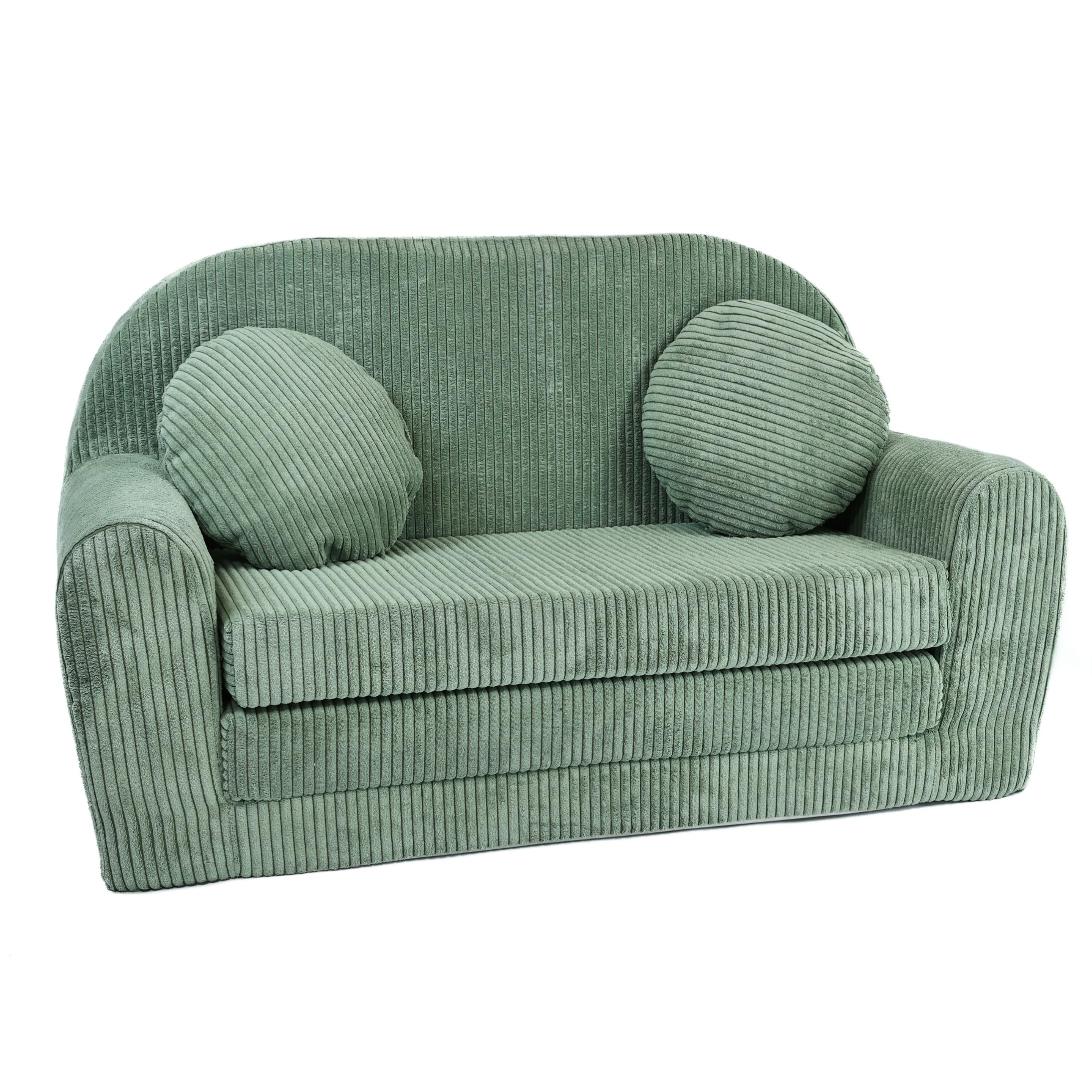 FORTISLINE Kindersofa XXL ausklappbar 96x57x48 cm - Kindercouch aus Cord mit Liegefläche 165 cm, Kinderzimmer Sofa mit 2 Kissen, Abnehmbarer waschbarer Bezug, Oeko-TEX Standard 100