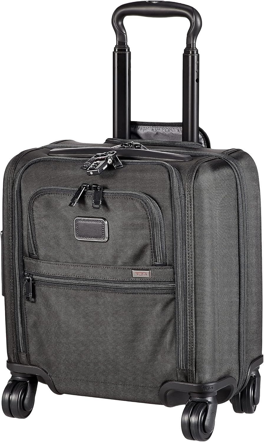 TUMI - Alpha Small Compact 4 Wheeled Brief - Men's Travel Underseat Carry On Bag - Fits up to 13" Laptop - 16.0" X 14.0" X 8.0" - Black