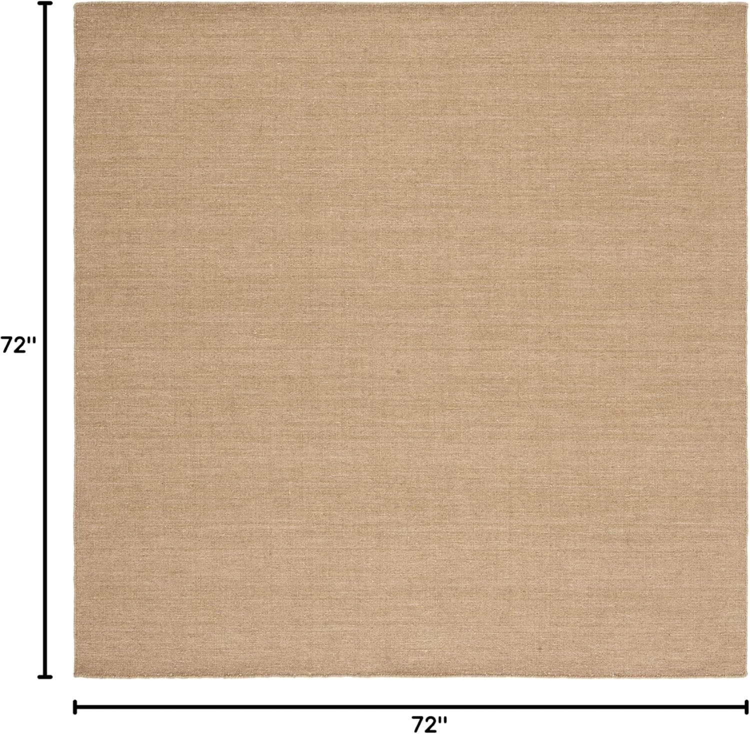 SAFAVIEH Kilim Collection Area Rug - 6' Square, Beige, Handmade Casual Solid Wool, Ideal for High Traffic Areas in Living Room, Bedroom (KLM850B)