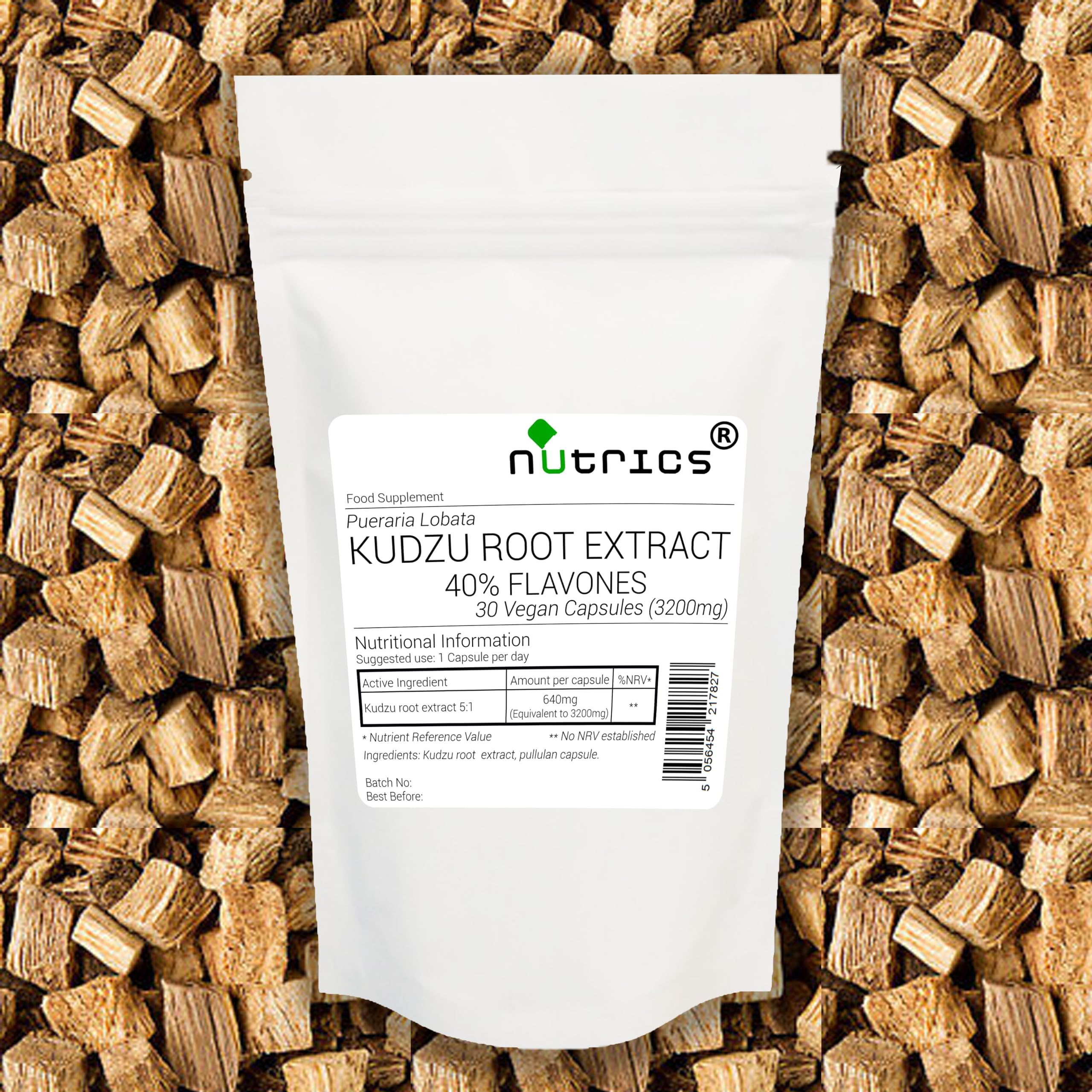 3200mg (per Capsule) KUDZU Root Extract 40% Flavones 30 V Capsules (1 Month Supply) Pueraria lobata Aqueous Extract Strong Effective Dose - Vegan Vegetarian Dietary Supplement