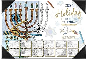 Time2Color 2024 Hanukkah Edition Holiday Desk Blotter Coloring Calendar