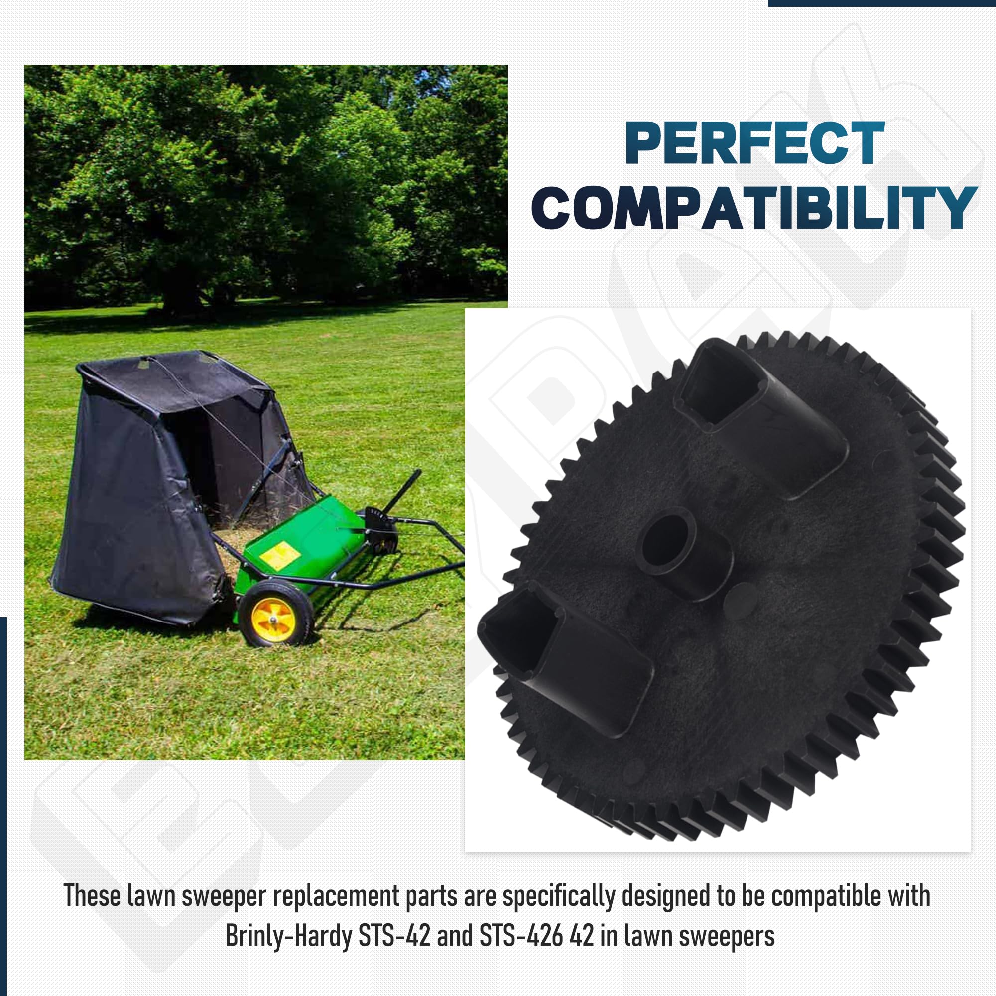 Engranajes de barrendero de césped R-2280 NP08 de 42 Pulgadas compatibles con John Deere/Brinly-Hardy STS-42 y STS-426, 60 Engranajes de Dientes