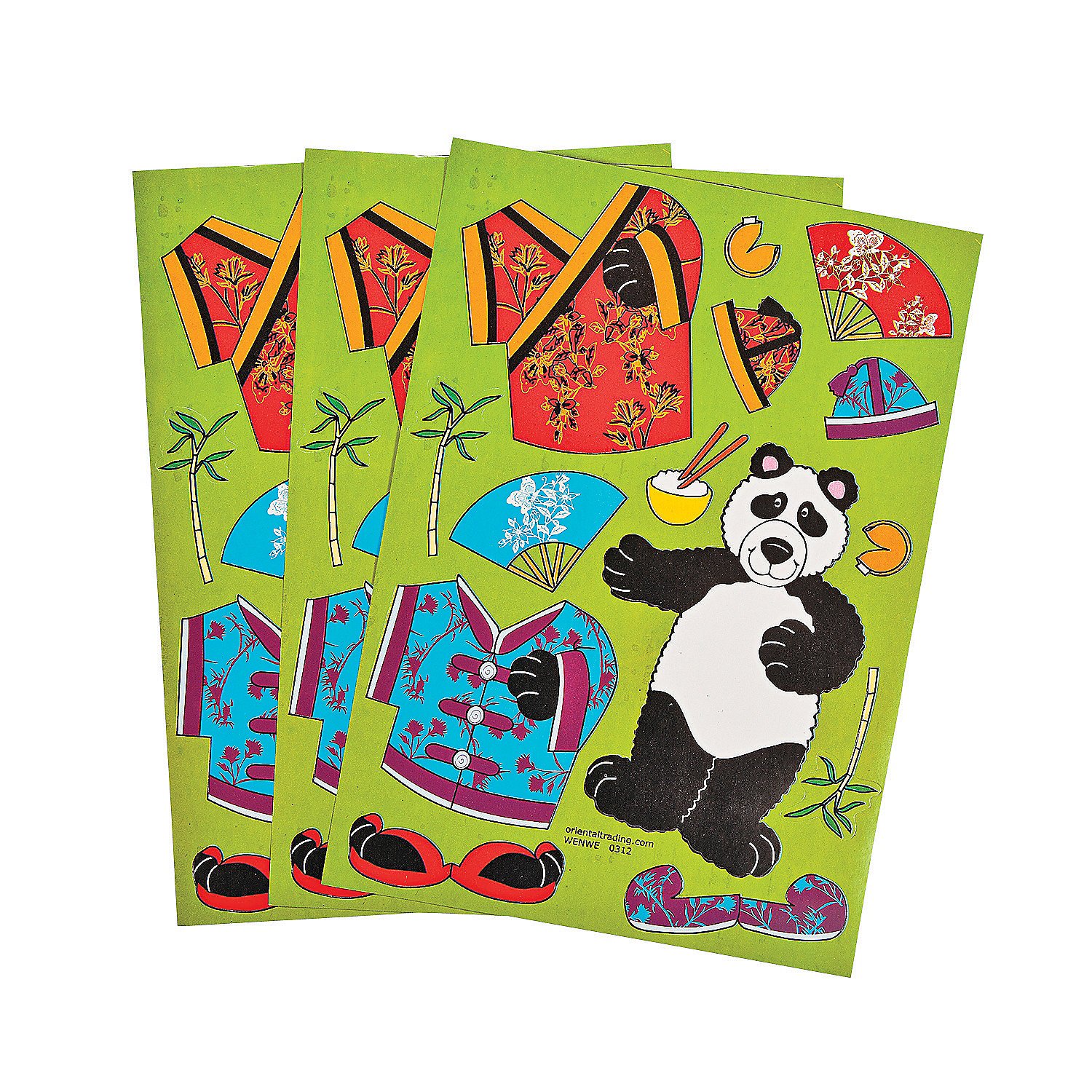 Fun Express - Make-A-Panda Sticker Sheets (dz ) - Stationery - Stickers - Make - A - Scene (Sm) - 12 Pieces