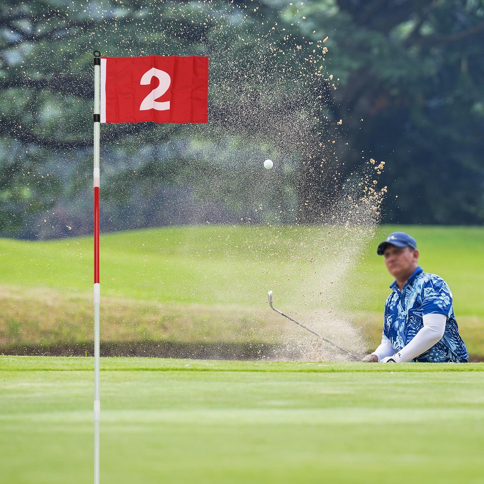 KVMORZE Golf Flagstick 6ft, Nylon Pin Flag ABS Hole Cup Set, Portable 5 Section Design Numbered Flags for Driving Range Backyard, Putting Green Flags for Golf Practice (Common, 123, Pack)