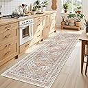Runner Rug 2x8 Runners for Hallways Non Slip Washable, Vintage Hallway Runner Rugs for Living Room, Low Pile Soft Hallway Rug for Kitchen Bedroom Laundry Room Rug(Orange,2'x8')