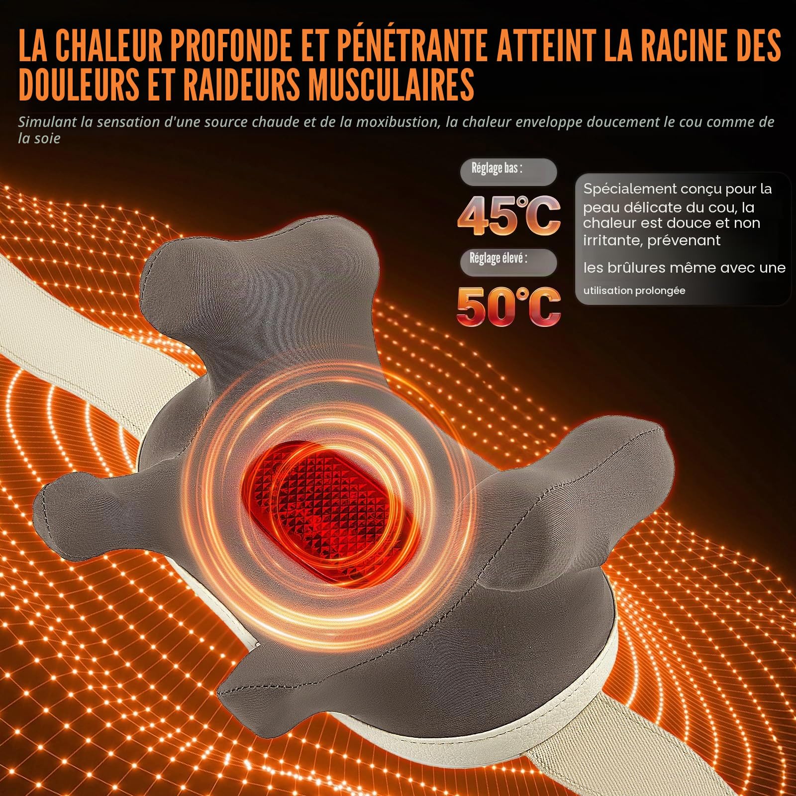 Appareil de Massage pour Cou et Épaules avec Fonction Relaxante, Massageur 6D avec 4 Niveaux & 5 Modes, Massage en Profondeur pour Dos Cou Épaules, Technologie Manuelle pour Femmes Hommes