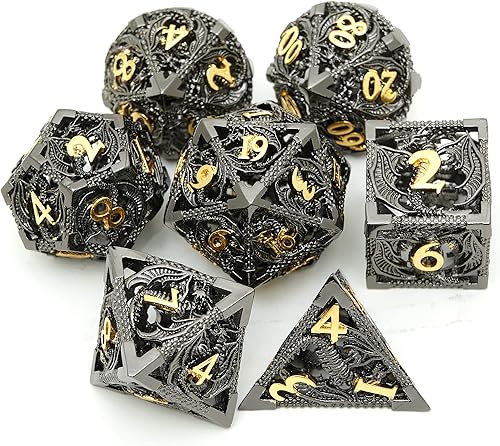 Miniatura 27 de DND - Juego de dados de metal, dados poliédricos para juegos de rol, dados poliédricos huecos D20, juego de dados poliédricos huecos para Dungeons