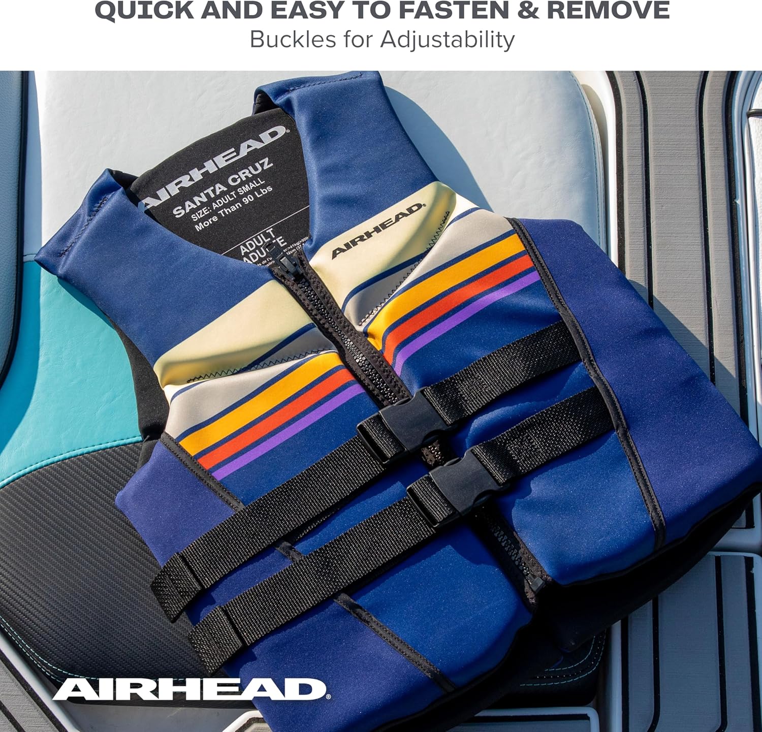 Airhead Santa Cruz Life Vest Multiple Sizes - Swim Vests for Adults, Children & Youth - Kwik Dry Neolite Fabric - USCG Approved