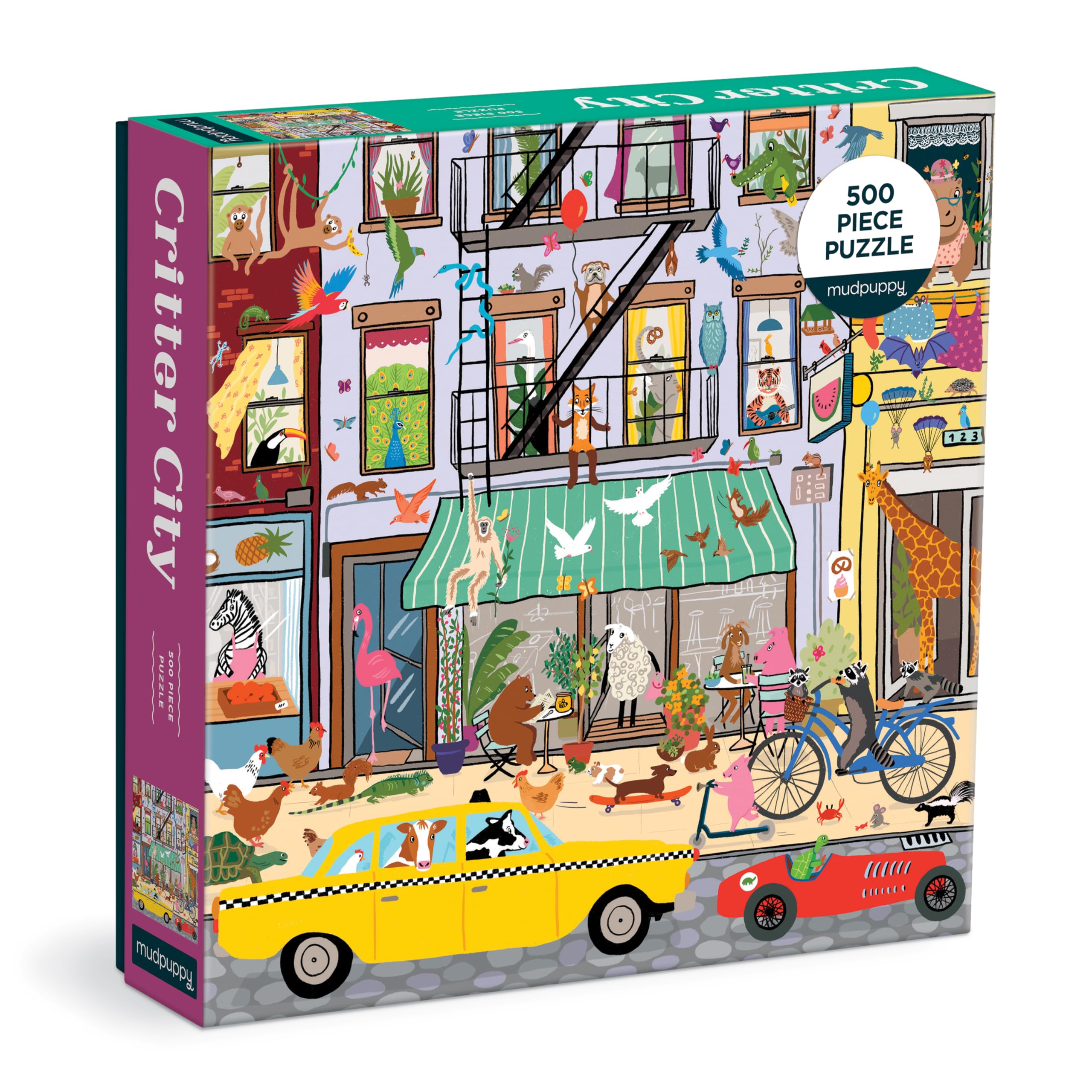 Mudpuppy's Critter City 500 Piece Family Puzzle, Bold Illustrations of Your Favorite City Animals, Provides Hours of Puzzling Fun, Perfect for Ages 8+, Puzzle Image Insert Included