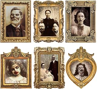 HSFTUR Halloween Decorations Indoor | Scary 3D Moving Face Pictures (6 PCS) | Reusable Vintage Haunted Wall Portraits Frame | Easy Setup for Horror Spooky Home & Party Decoration