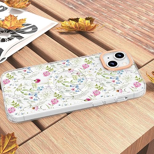 Miniatura 8 de MILPROX Funda compatible con iPhone 15, compatible con MagSafe, bonito patrón floral de flores con niñas y mujeres, funda protectora magnética