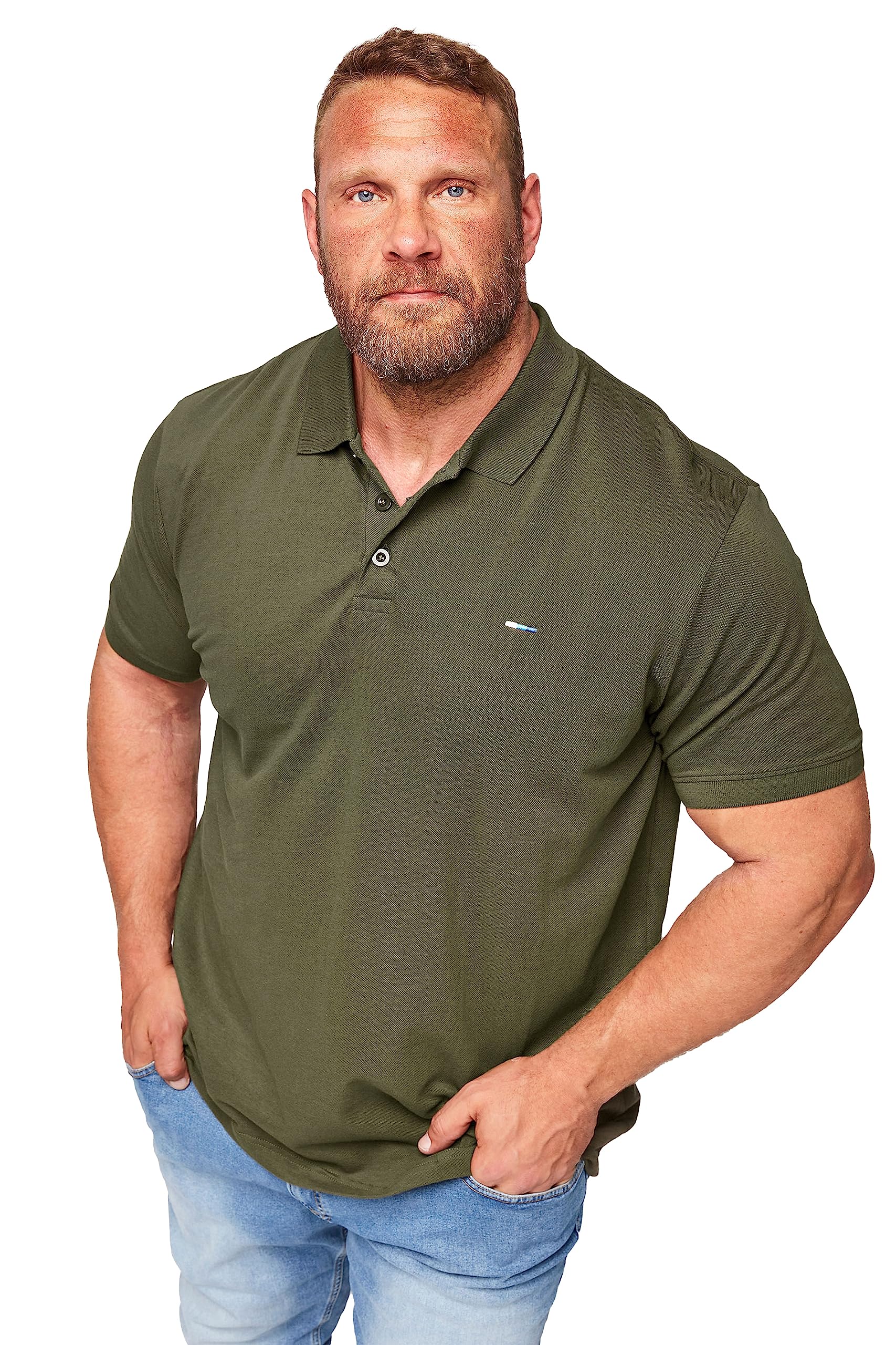 BadRhino Big & Tall Khaki Core Polo Shirt - Men's - Plus Size Curve
