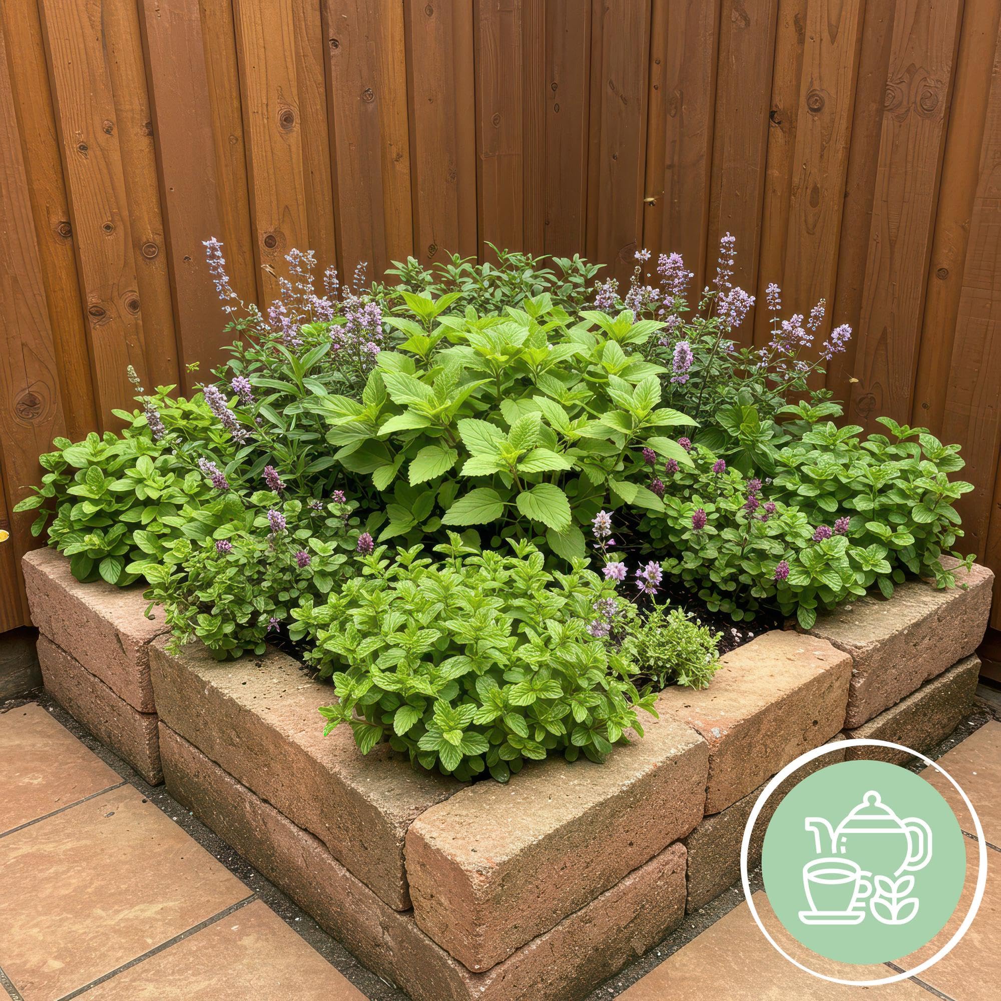 Juego de hierbas aromáticas de té – 8 plantas aromáticas para aproximadamente 1 m² – Para té de hierbas frescas de tu propio jardín – Paquete de hierbas de fácil cuidado – Ø 11 cm