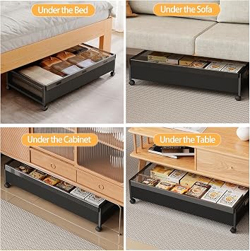 KITHELP Under Bed Storage Containers with Wheels, 2 Pack Underbed Shoe Storage Organizer with Removable Lids, Large Rolling Under Bed Storage Dresser Drawers for Clothes Toys Shoes Blankets
