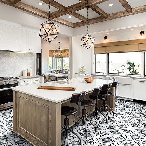 Miniatura 45 de Achim Home Decor - Azulejos de vinilo autoadhesivos retro de 12 pulgadas, 20 azulejos de 12 x 12 pulgadas, patrón de borde, despegar y pegar, suelo